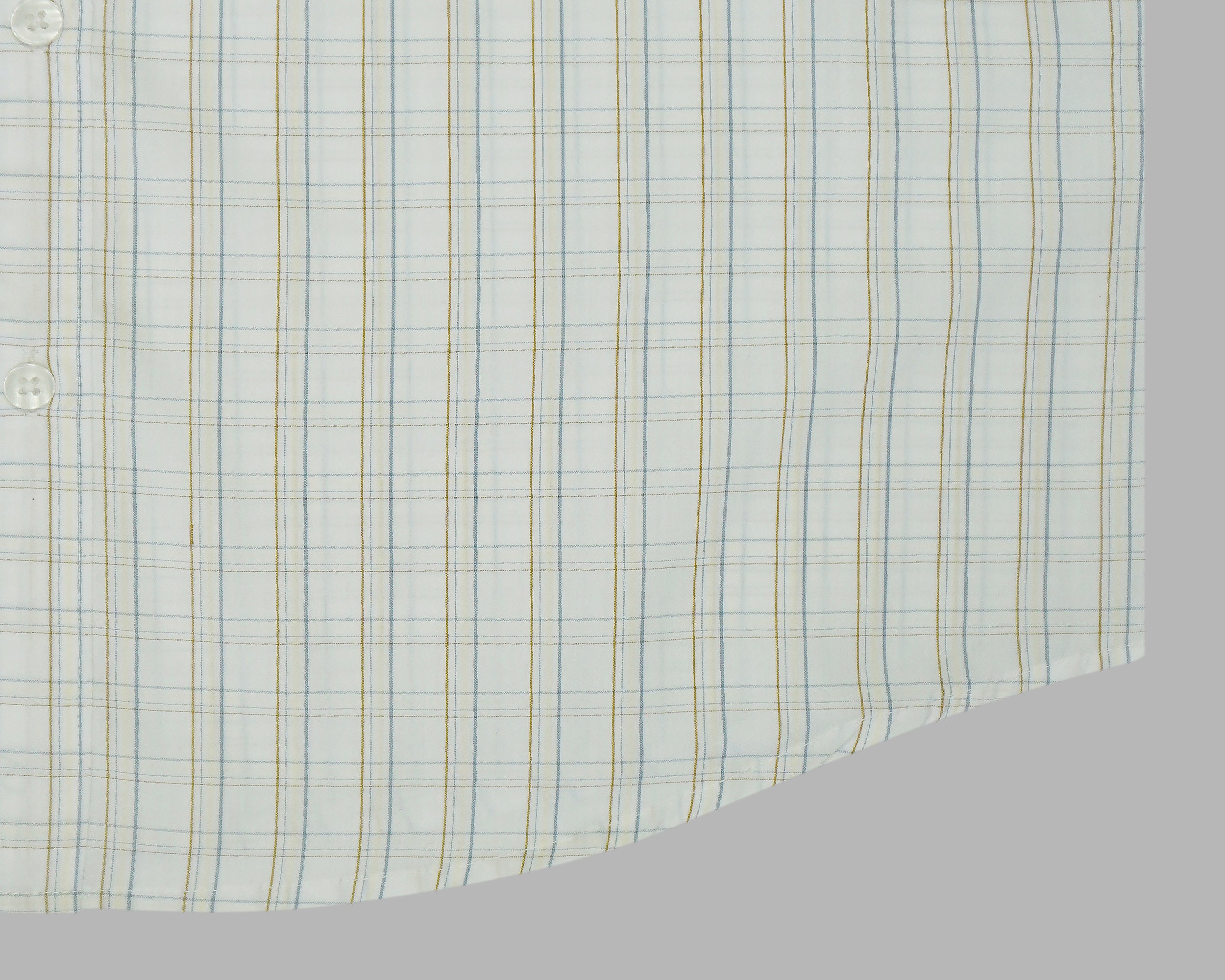 Men's 100% Cotton Checkered Half Sleeves Shirt (Cream (Off White))