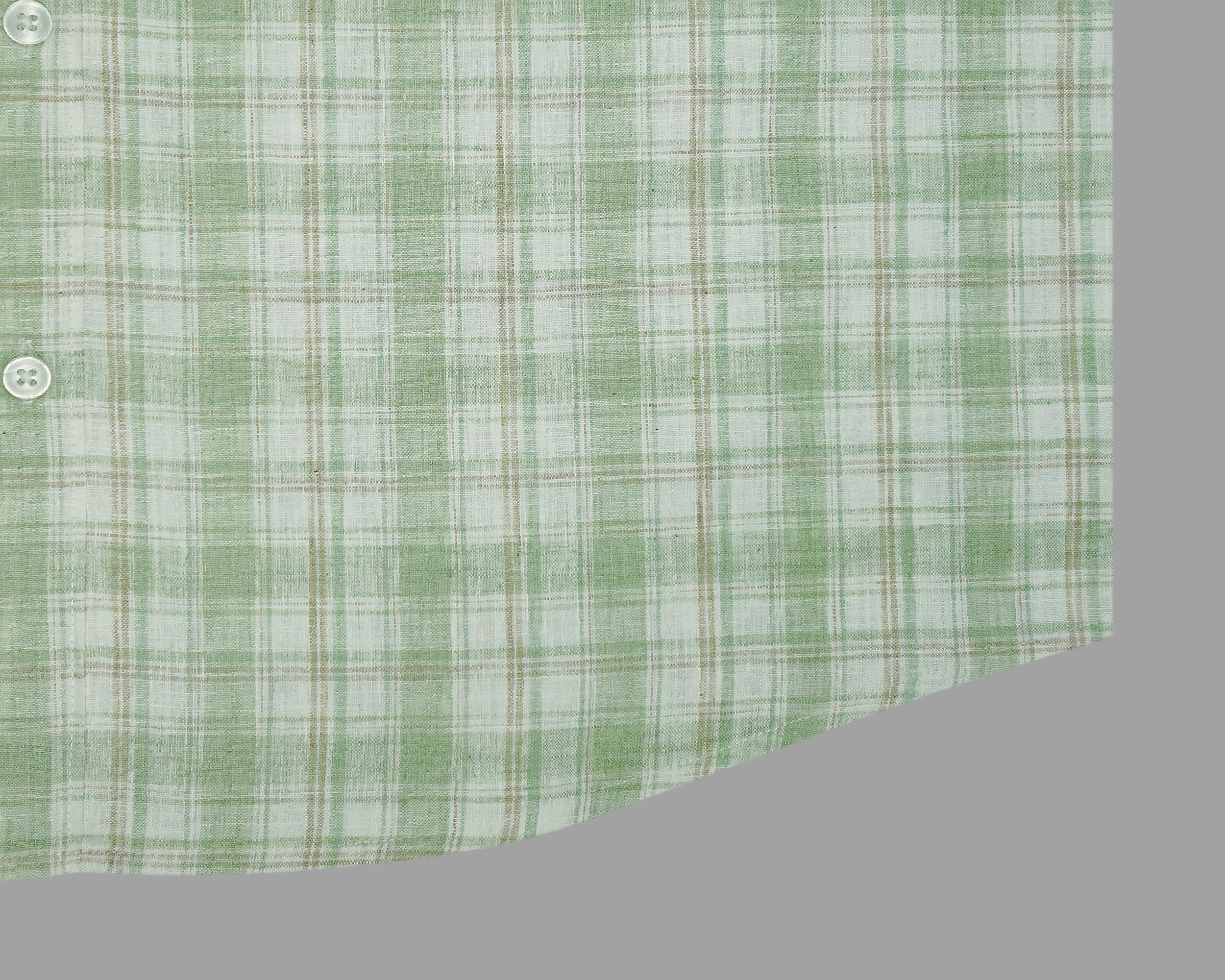 Men's Cotton Linen Checkered Half Sleeves Shirt (Green)