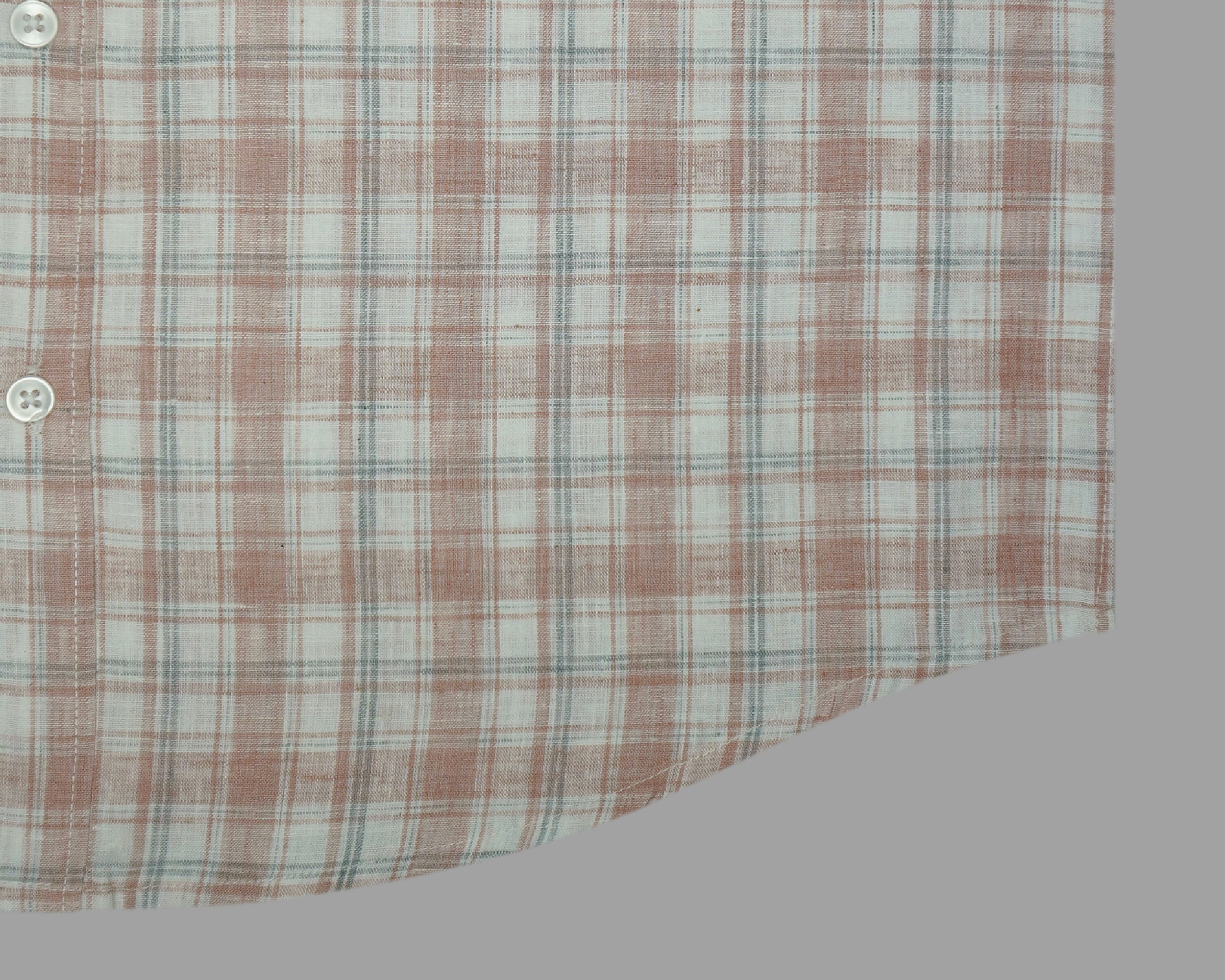 Men's Cotton Linen Checkered Half Sleeves Shirt (Brown)