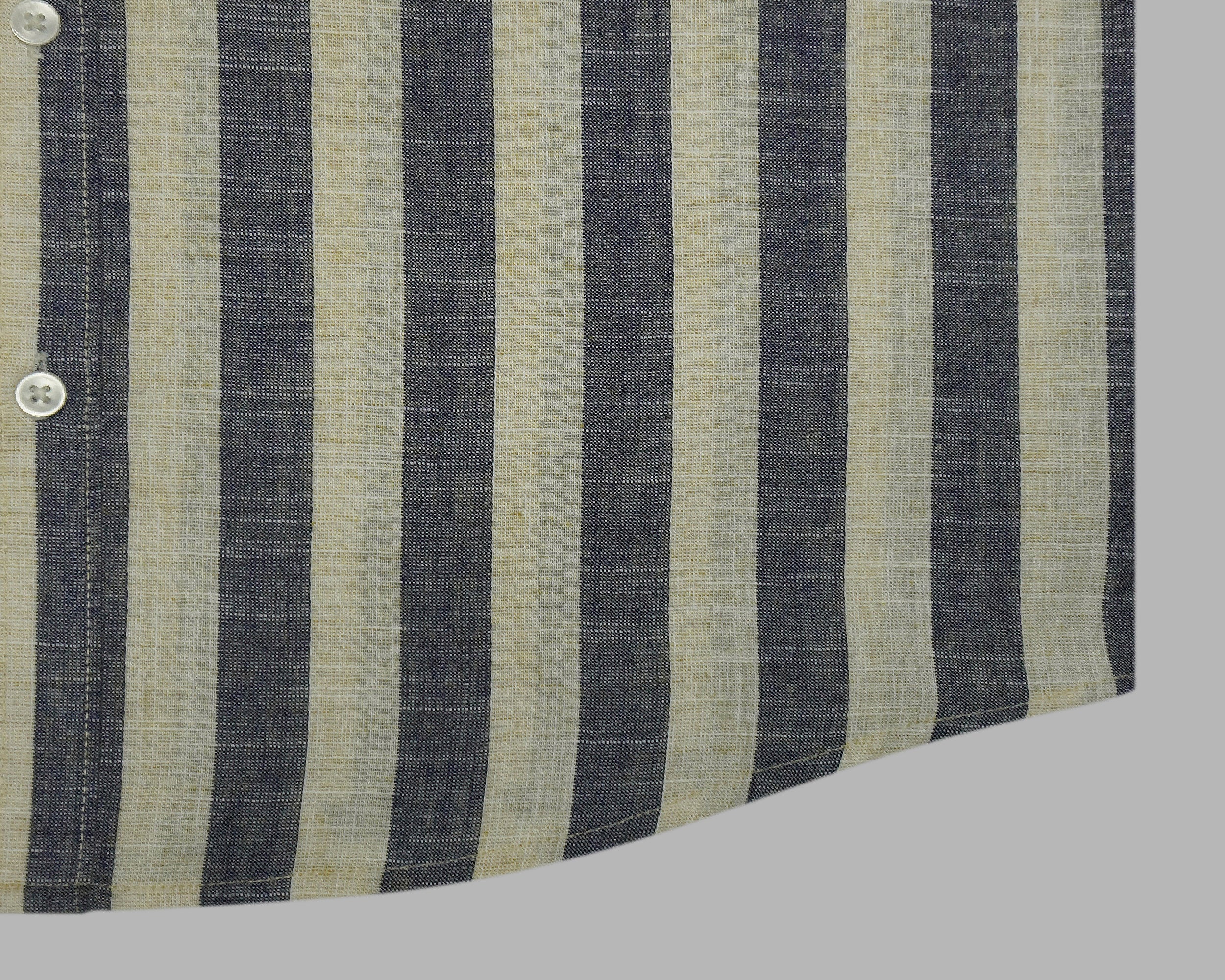 Men's Cotton Linen Striped Half Sleeves Shirts (Blue)