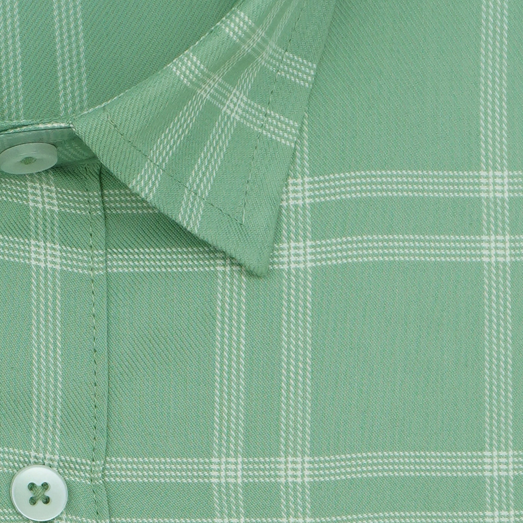 Men's 100% Cotton Checkered Half Sleeves Shirts (Green)