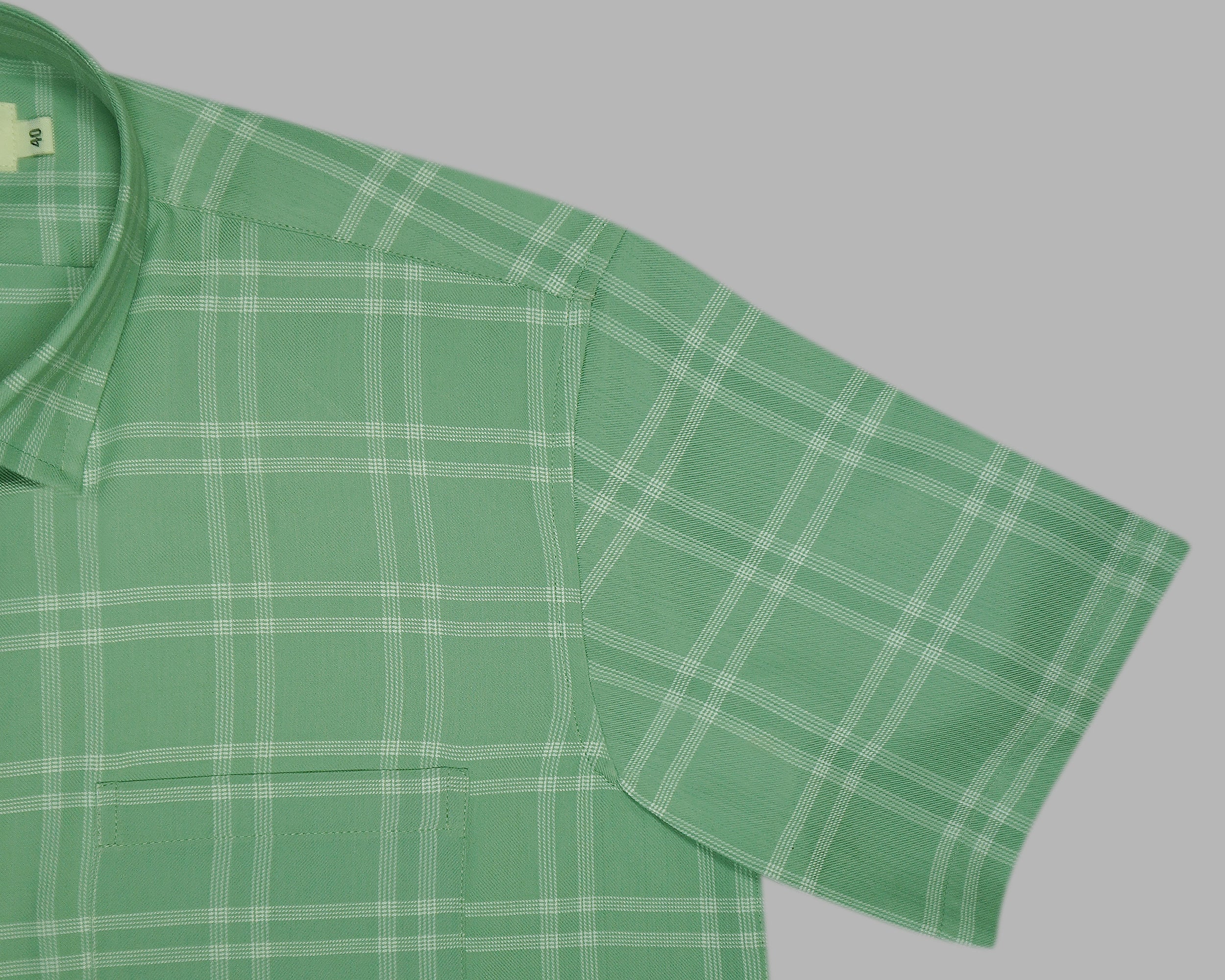 Men's 100% Cotton Checkered Half Sleeves Shirts (Green)