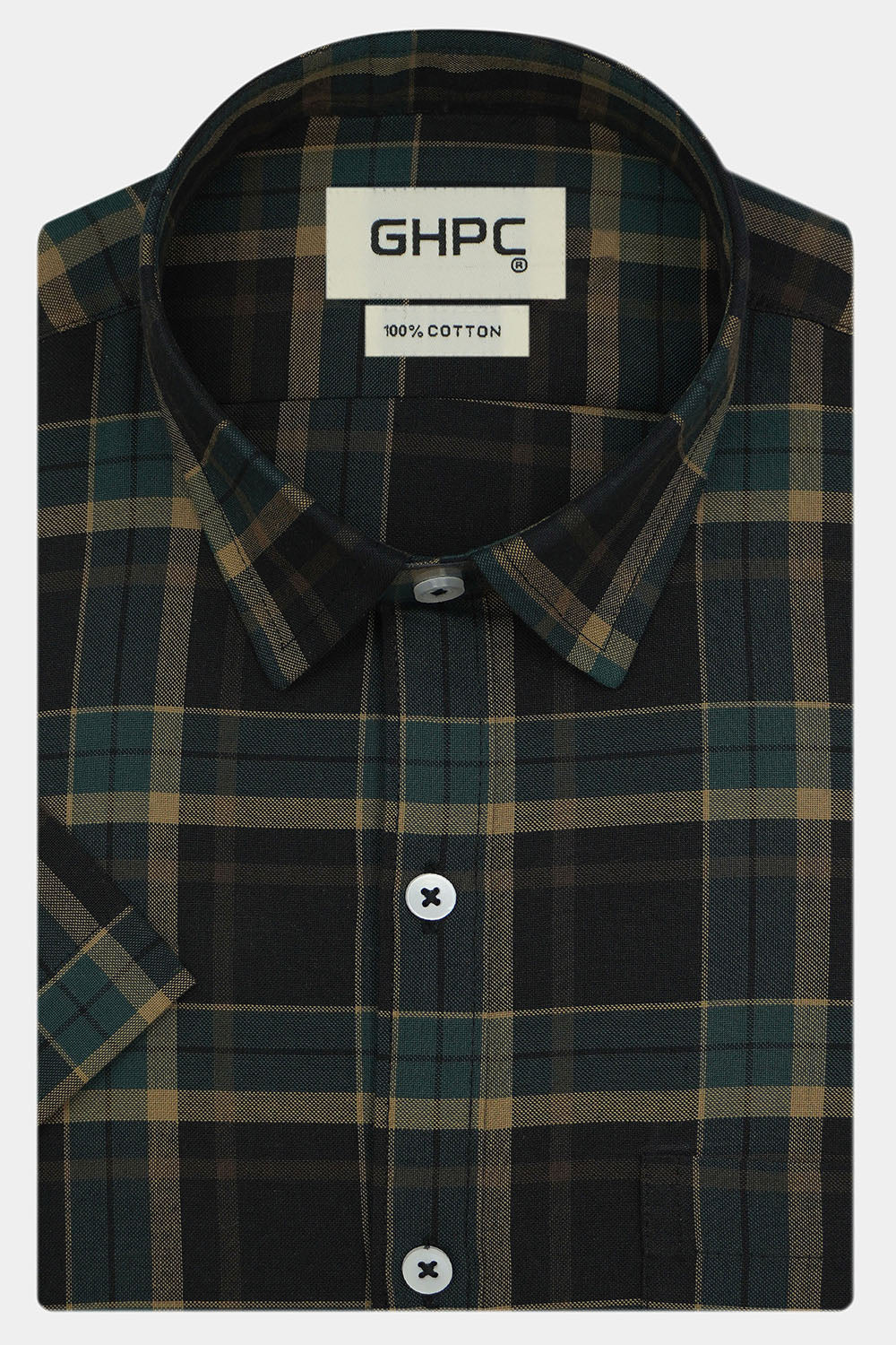 Men's 100% Cotton Checkered Half Sleeves Shirts (Multicolor)
