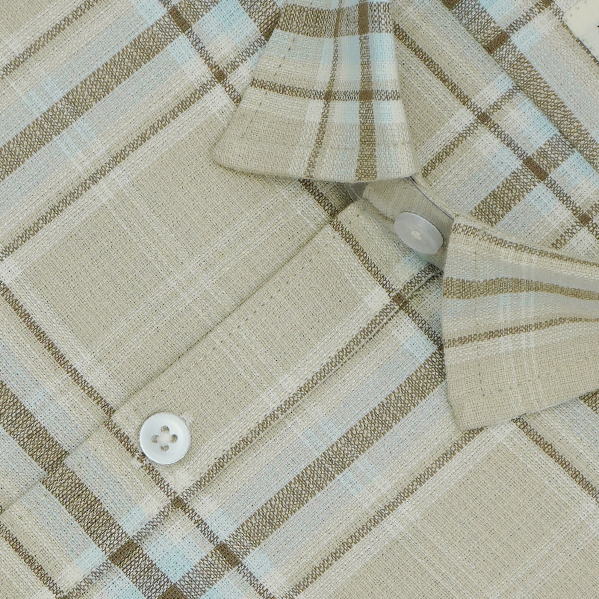 Men's 100% Cotton Checkered Half Sleeves Shirts (Brown)