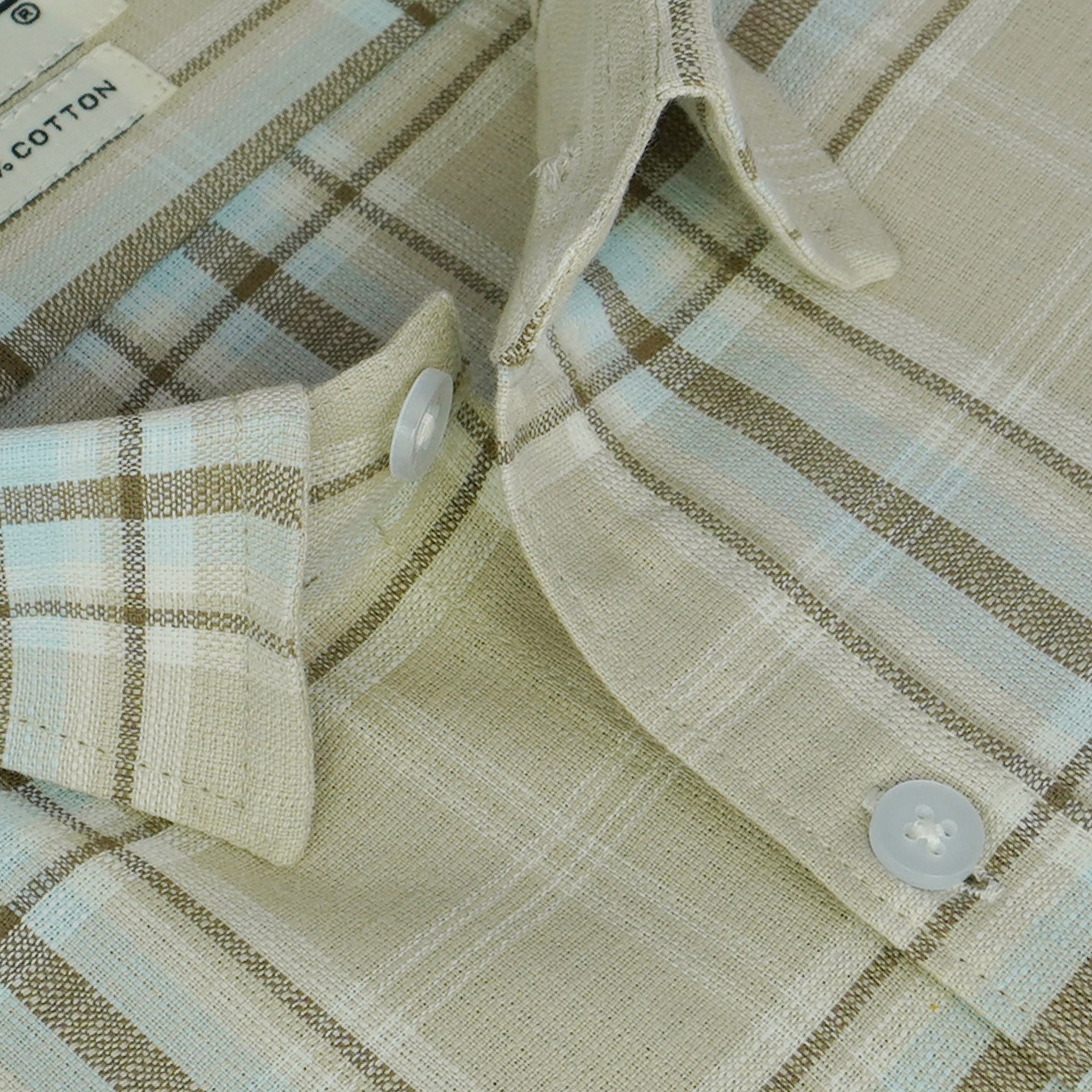 Men's 100% Cotton Checkered Half Sleeves Shirts (Brown)