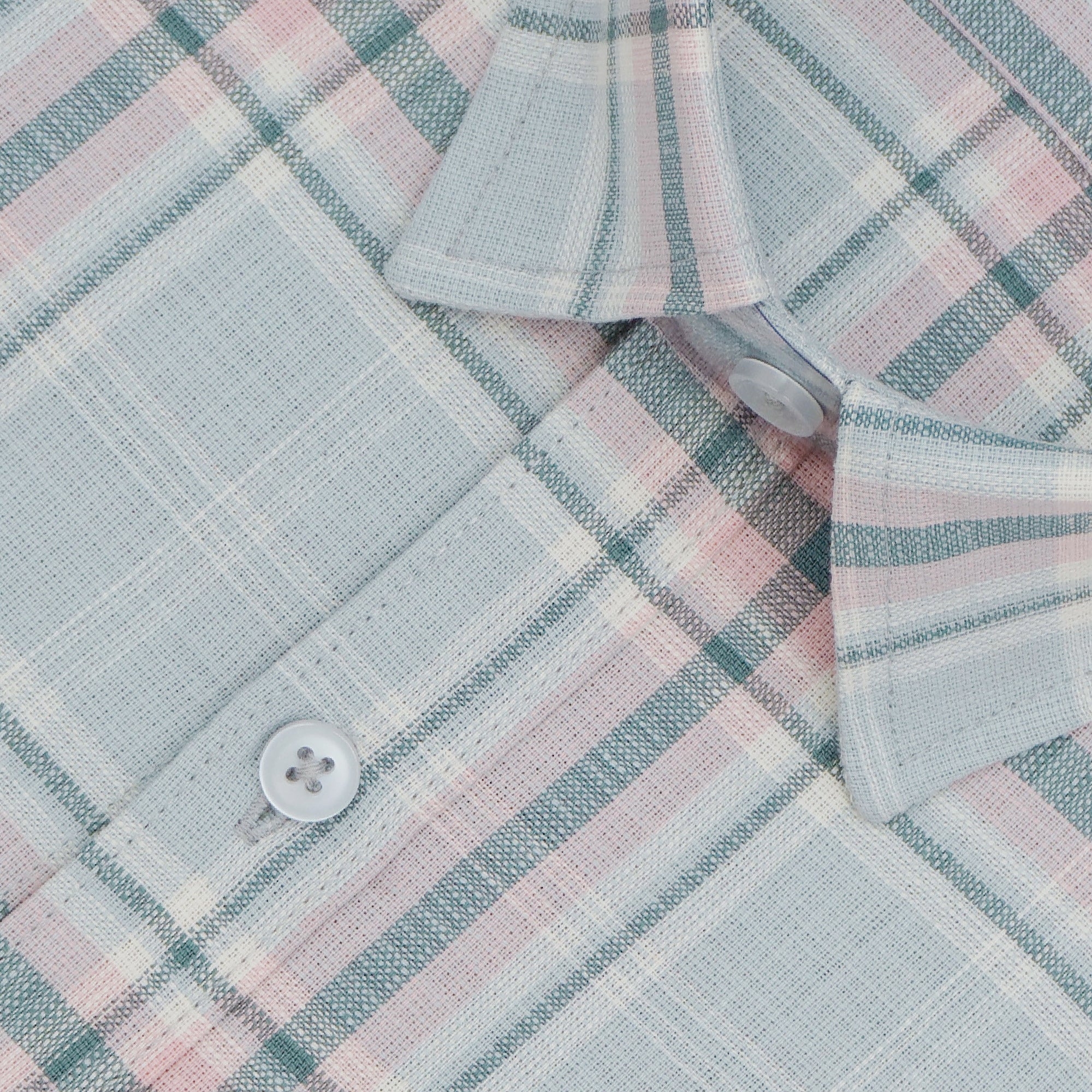 Men's 100% Cotton Checkered Half Sleeves Shirts (Blue)