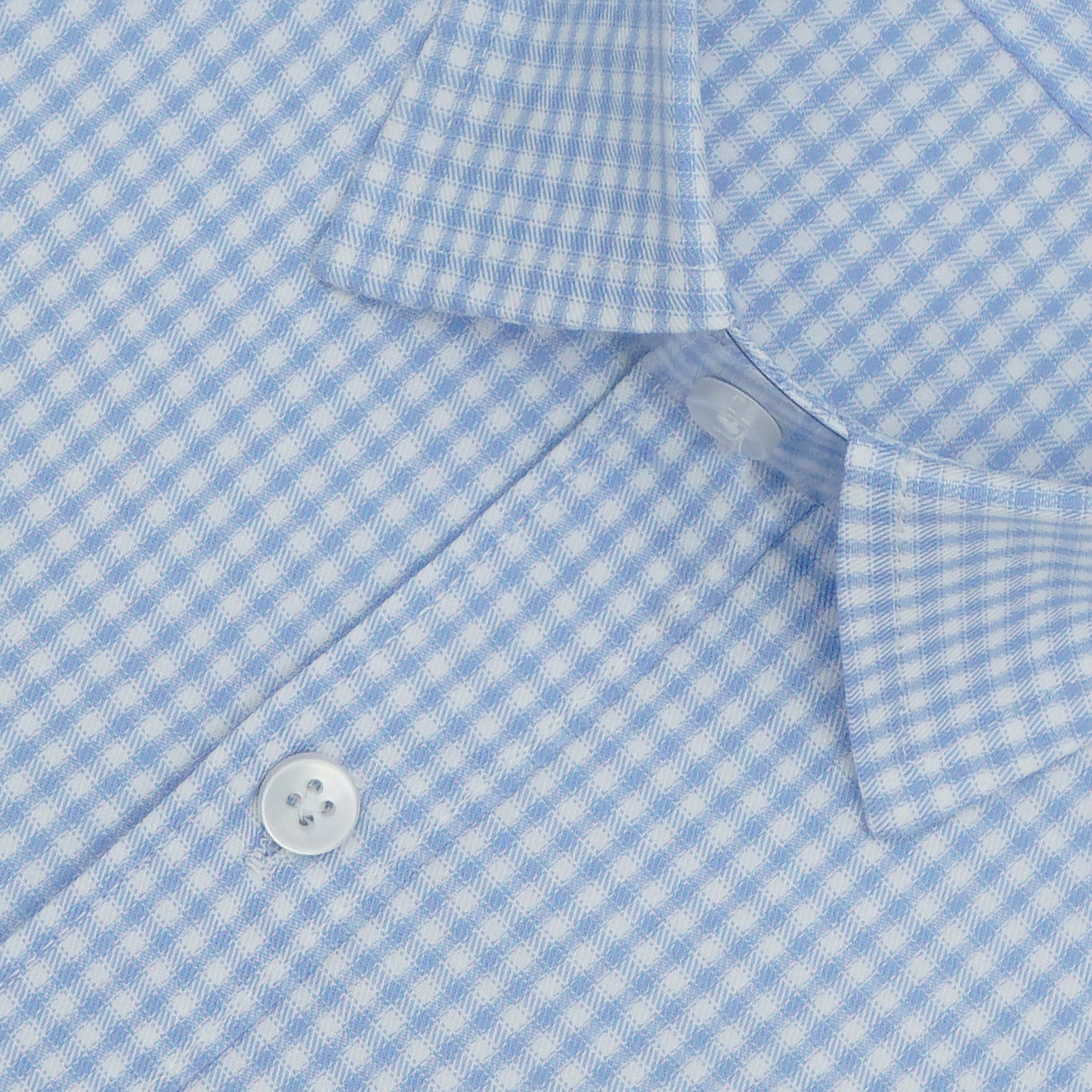 Men's 100% Cotton Checkered Half Sleeves Shirts (Blue)