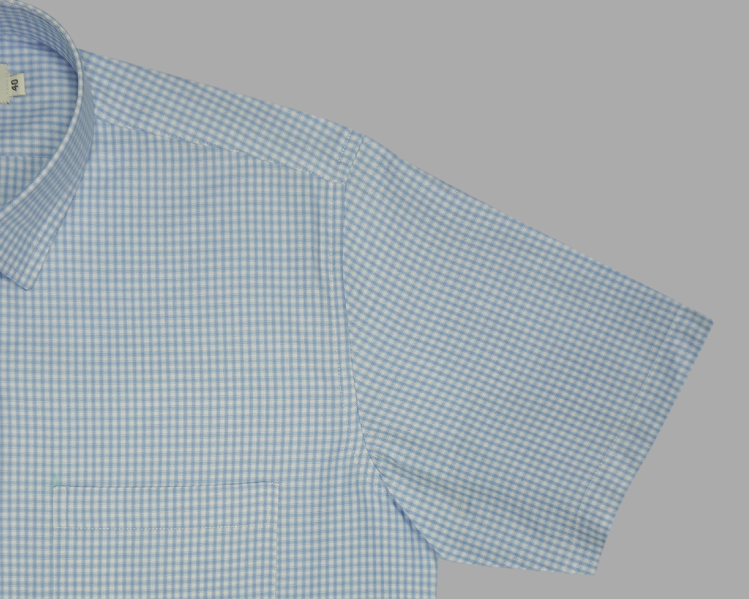 Men's 100% Cotton Checkered Half Sleeves Shirts (Blue)