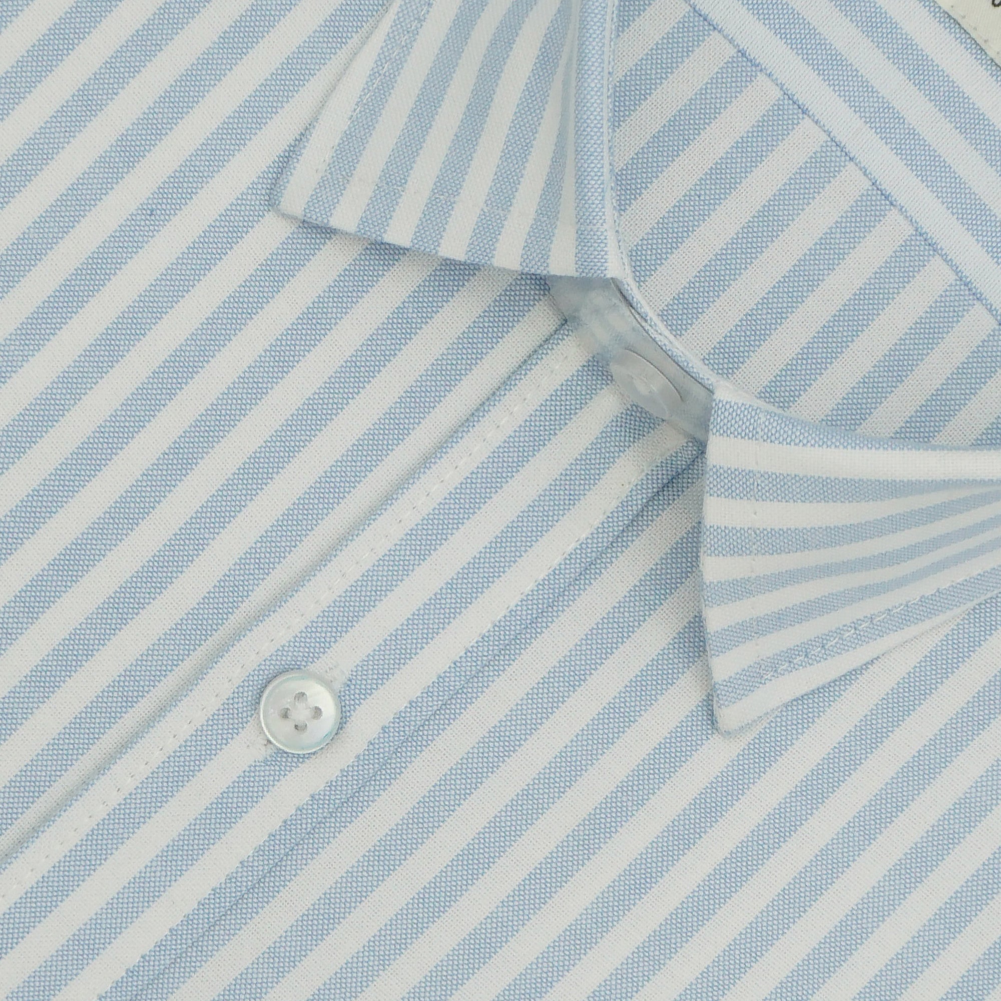 Men's 100% Cotton Striped Half Sleeves Shirts (Sky Blue)