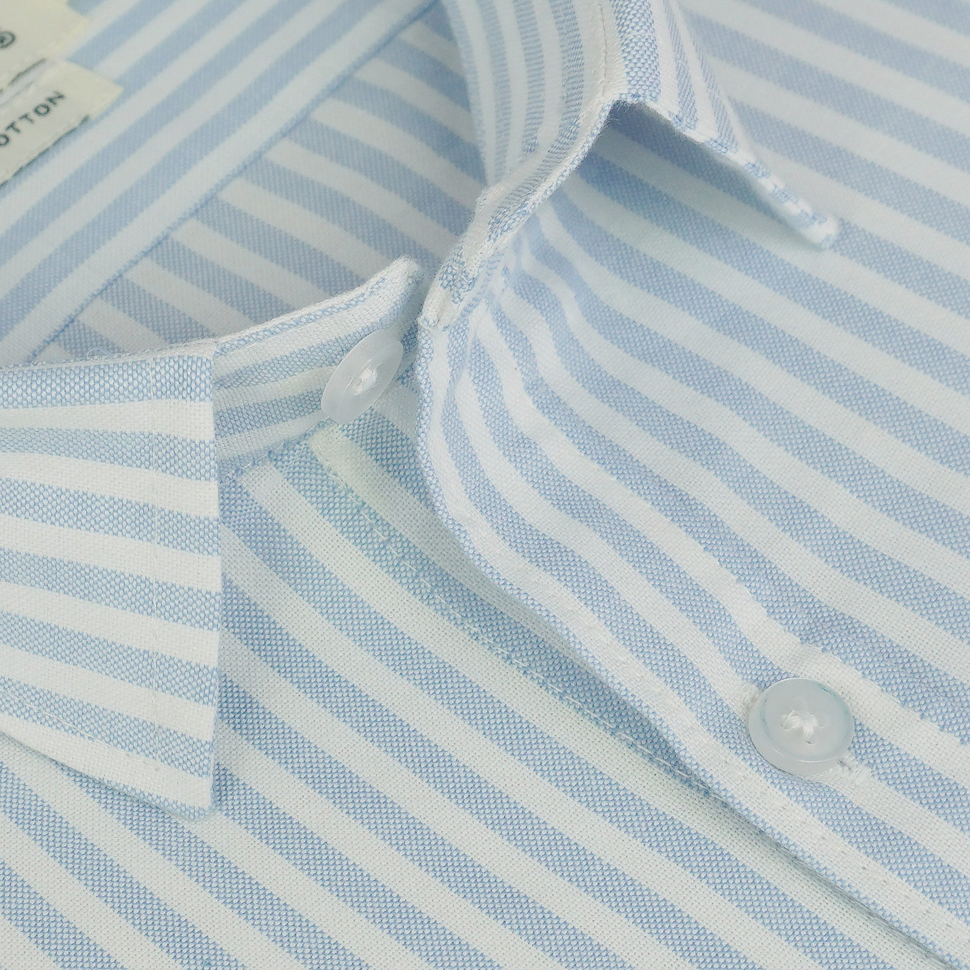 Men's 100% Cotton Striped Half Sleeves Shirts (Sky Blue)