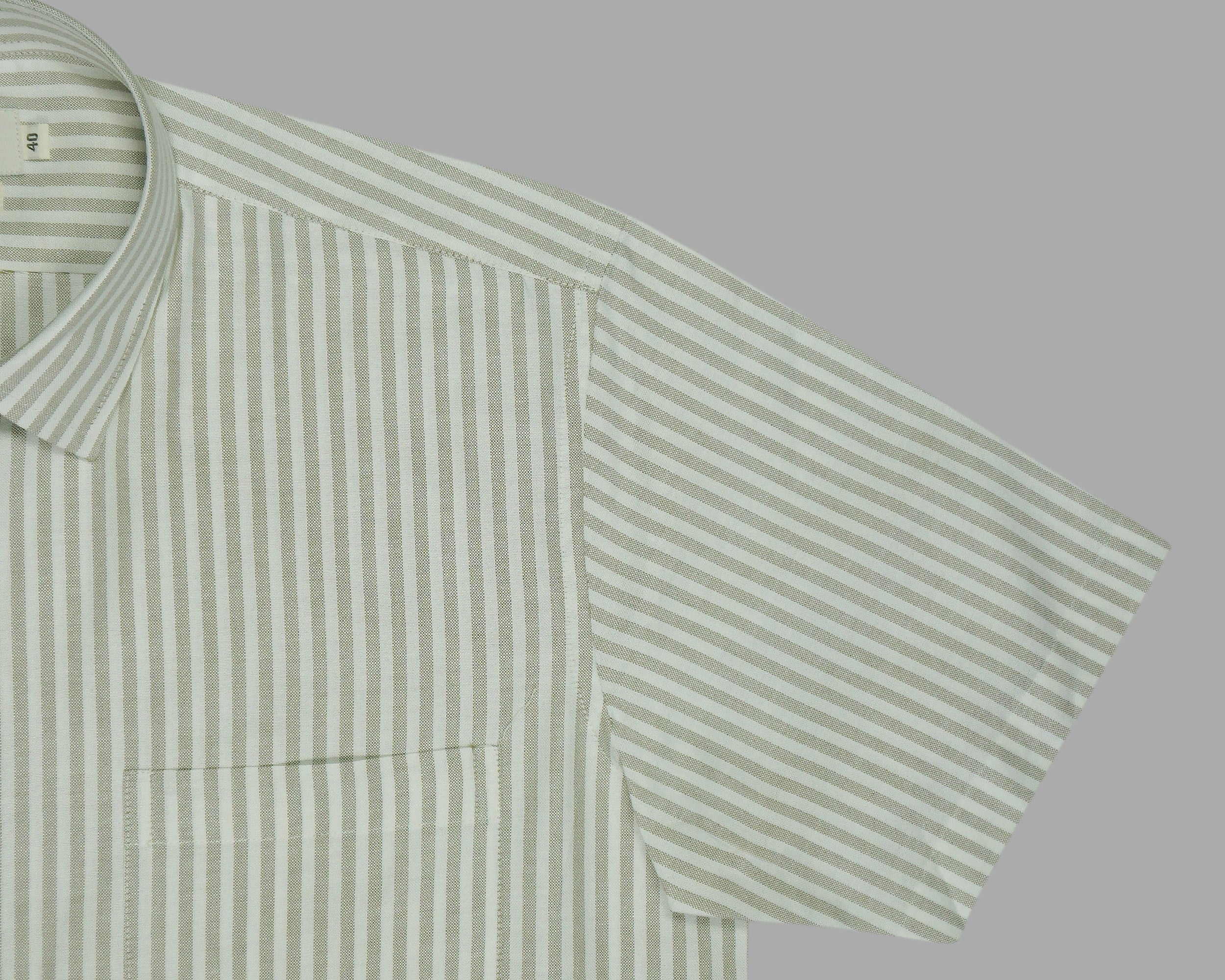 Men's 100% Cotton Striped Half Sleeves Shirts (Beige)