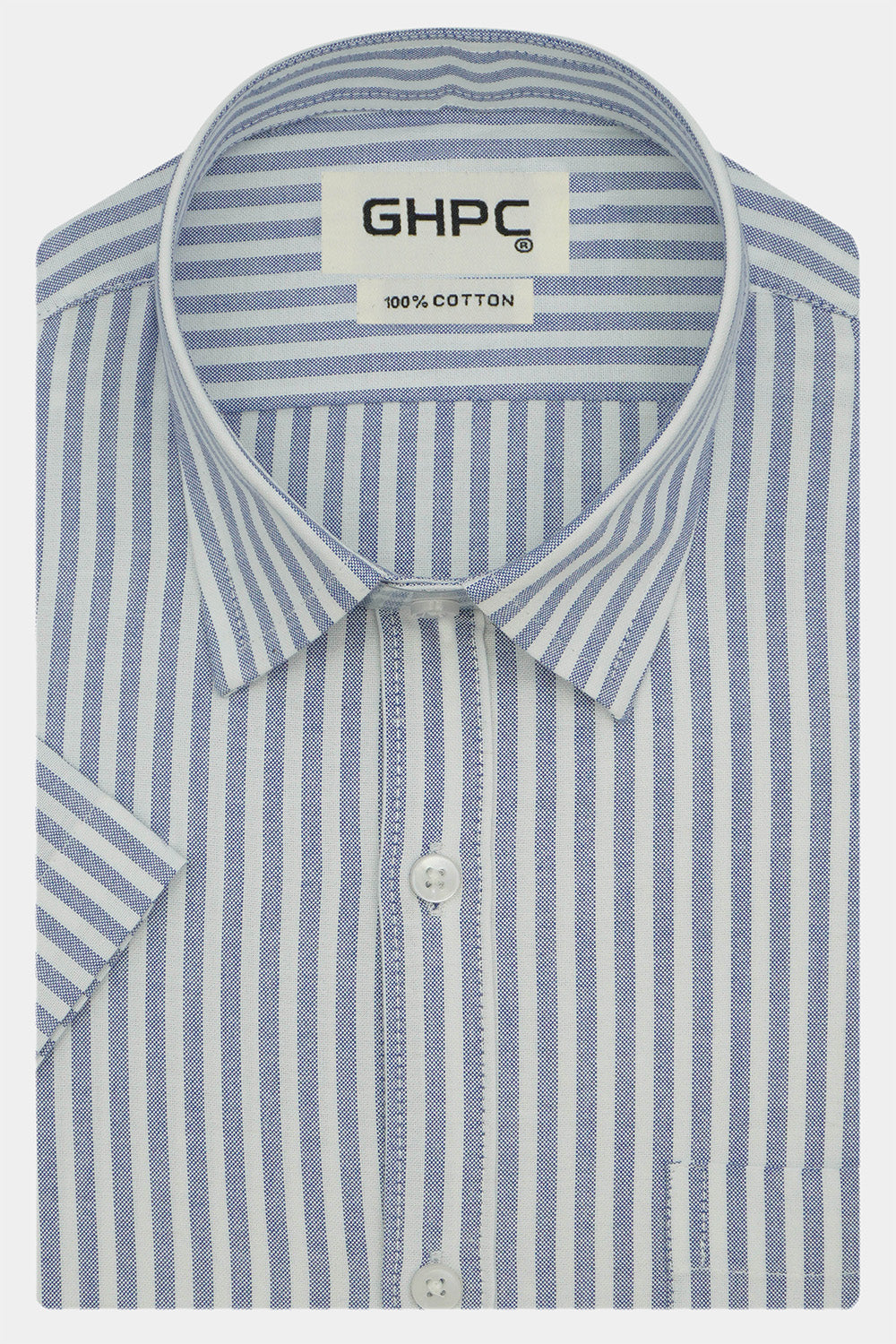 Men's 100% Cotton Striped Half Sleeves Shirts (Blue)