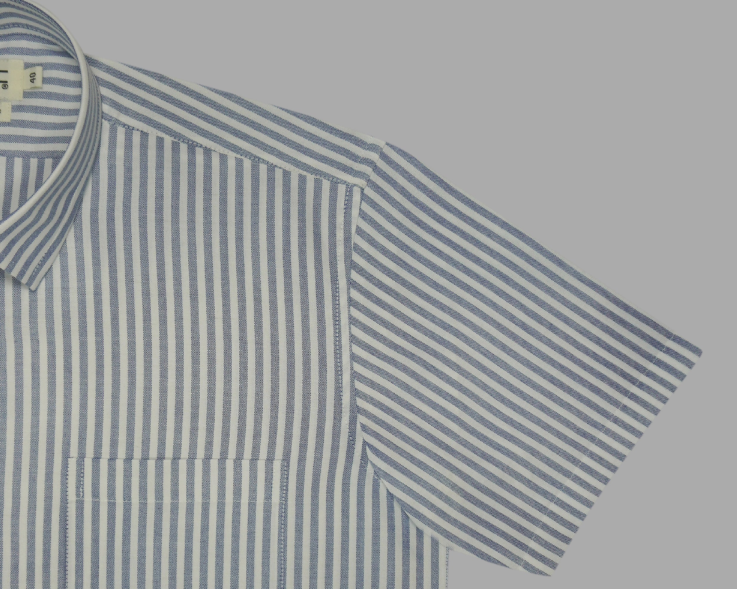 Men's 100% Cotton Striped Half Sleeves Shirts (Blue)