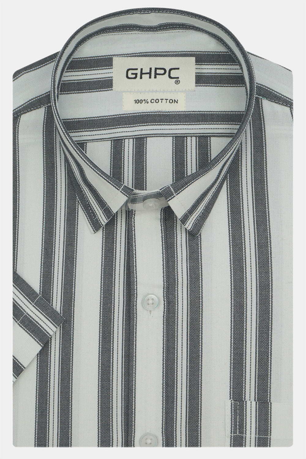 Men's 100% Cotton Striped Half Sleeves Shirts (Black)
