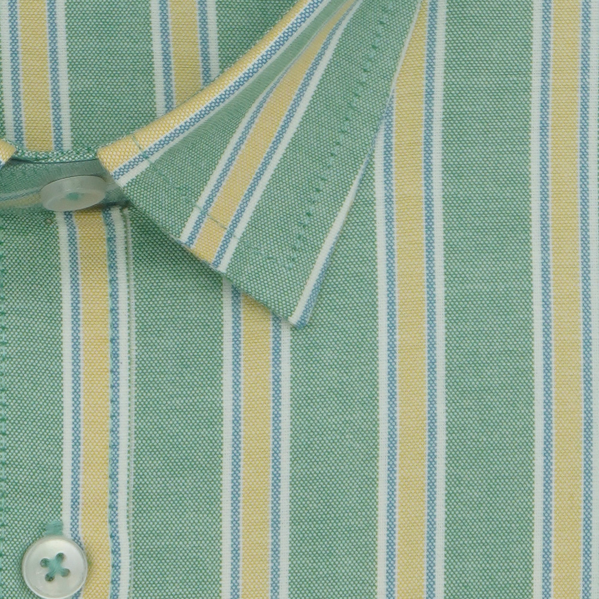 Men's 100% Cotton Striped Half Sleeves Shirts (Green)