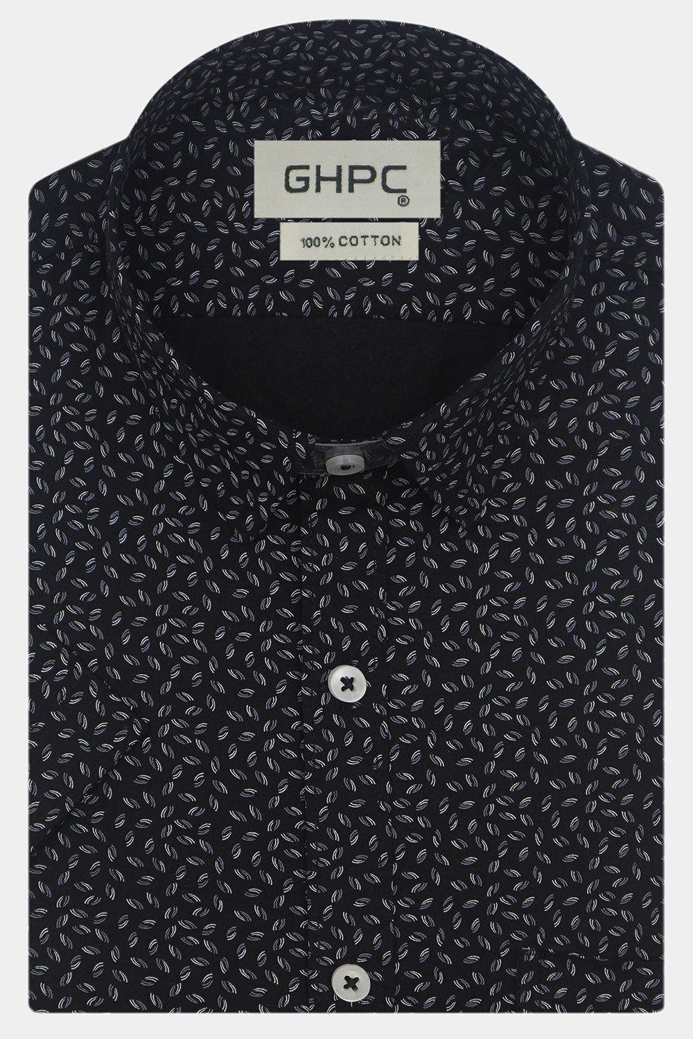 Men's 100% Cotton Printed Half Sleeves Shirts (Black)