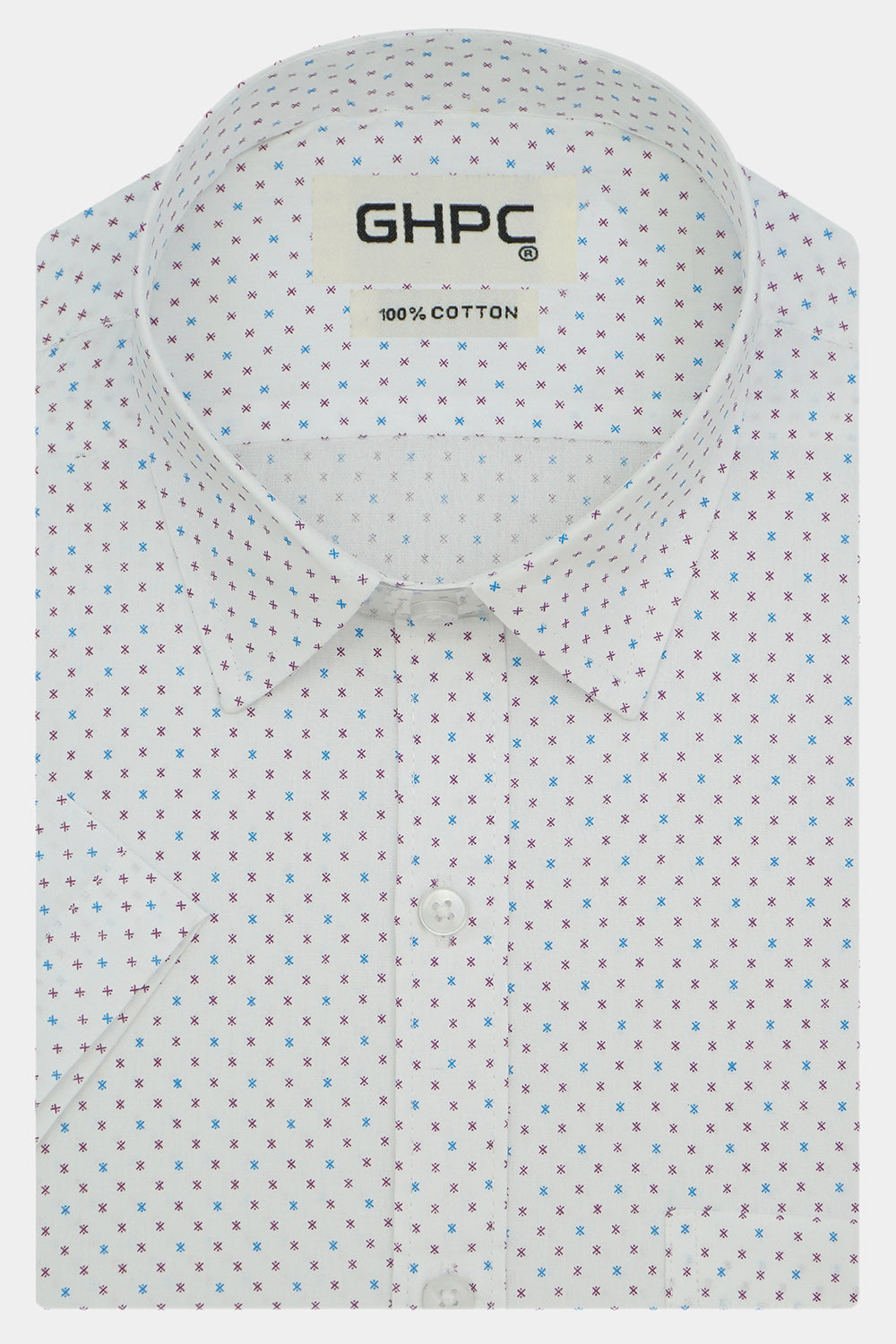 Men's 100% Cotton Printed Half Sleeves Shirts (Blue)