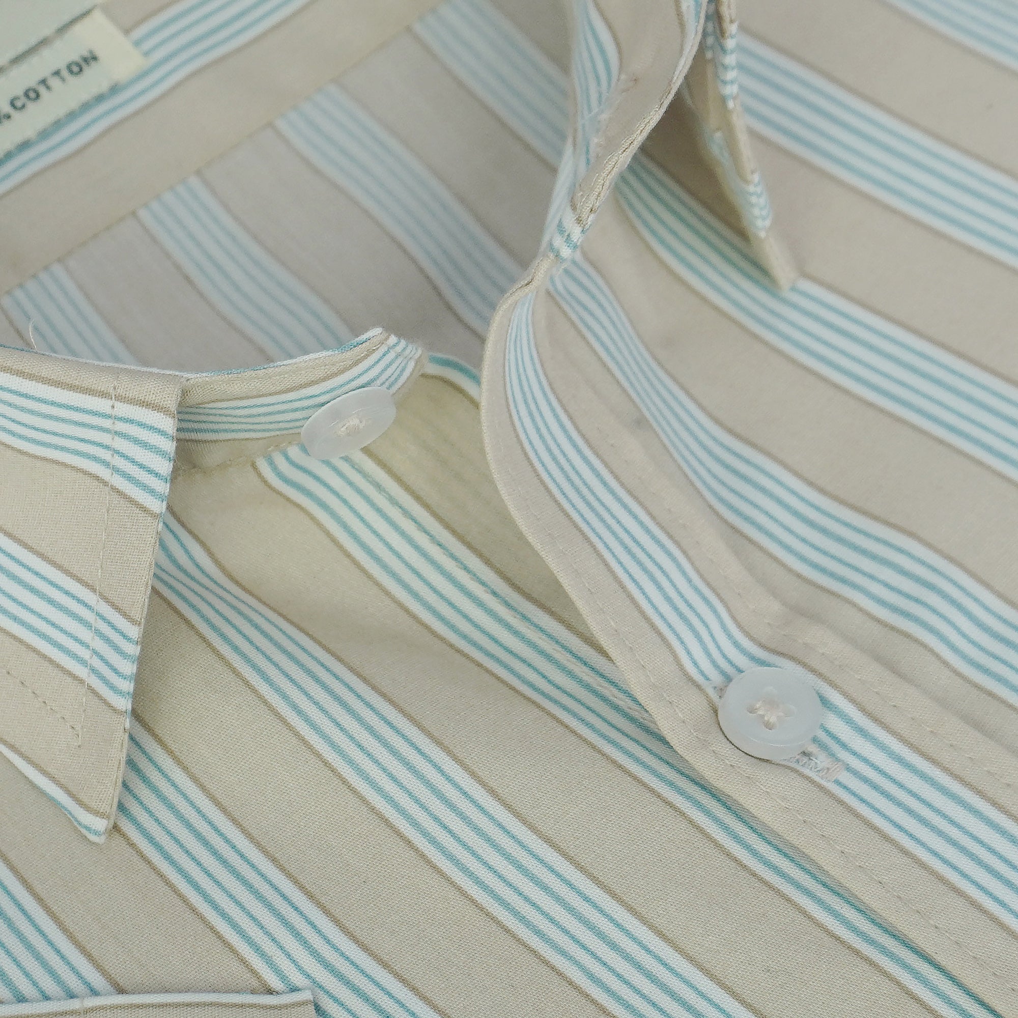 Men's 100% Cotton Striped Half Sleeves Shirts (Brown)