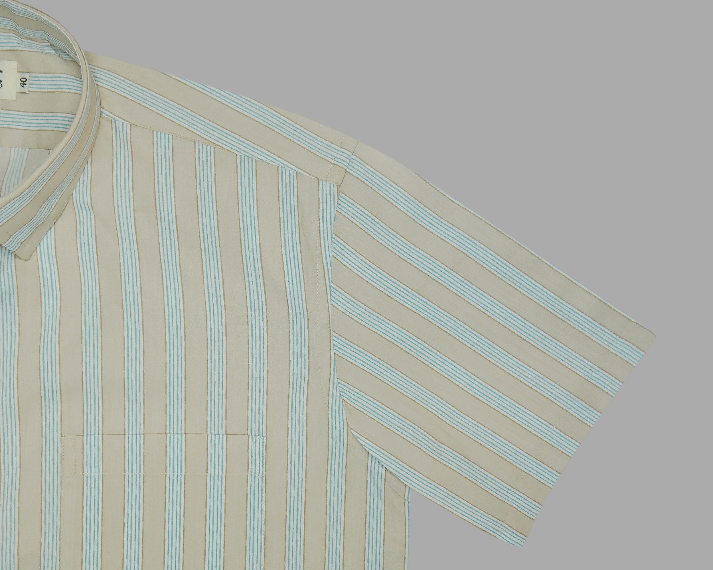 Men's 100% Cotton Striped Half Sleeves Shirts (Brown)