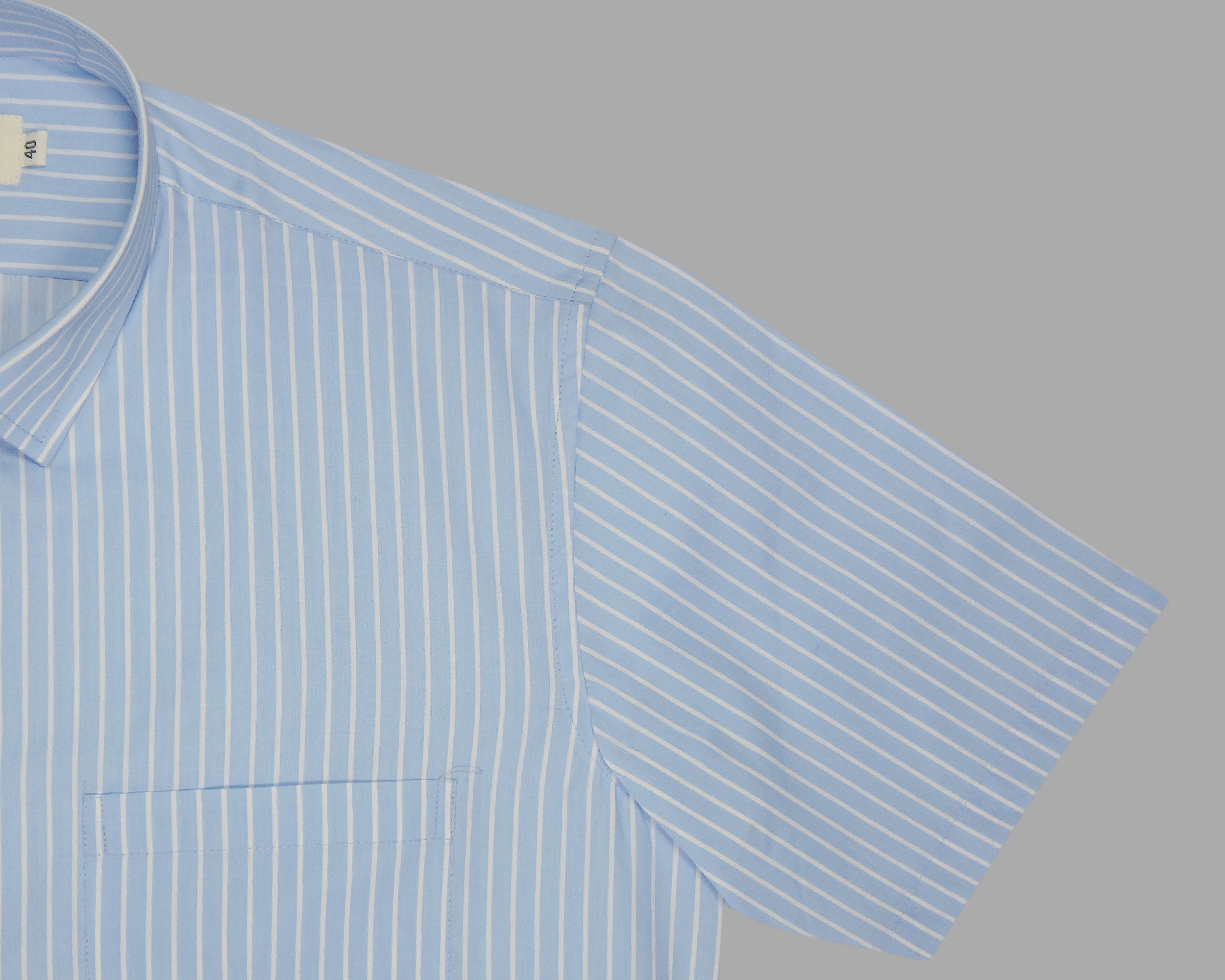 Men's 100% Cotton Striped Half Sleeves Shirts (Blue)