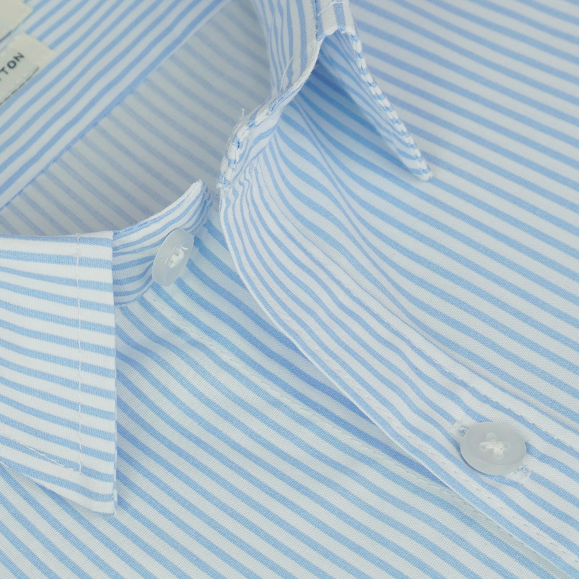 Men's 100% Cotton Striped Half Sleeves Shirts (Sky Blue)