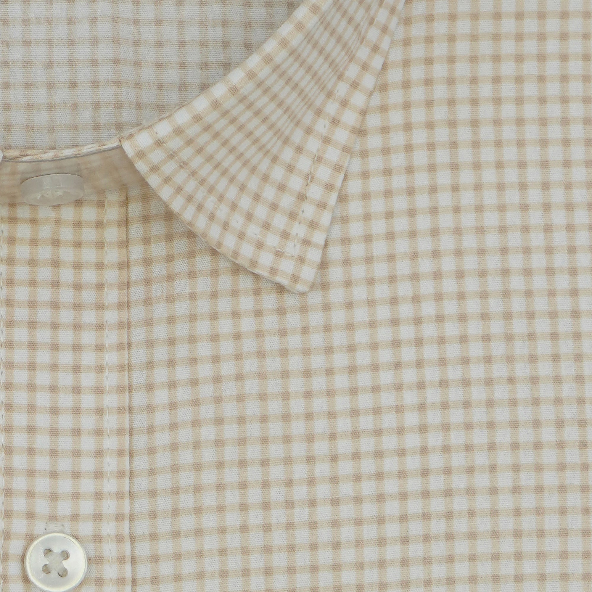 Men's 100% Cotton Checkered Half Sleeves Shirts (Khaki)