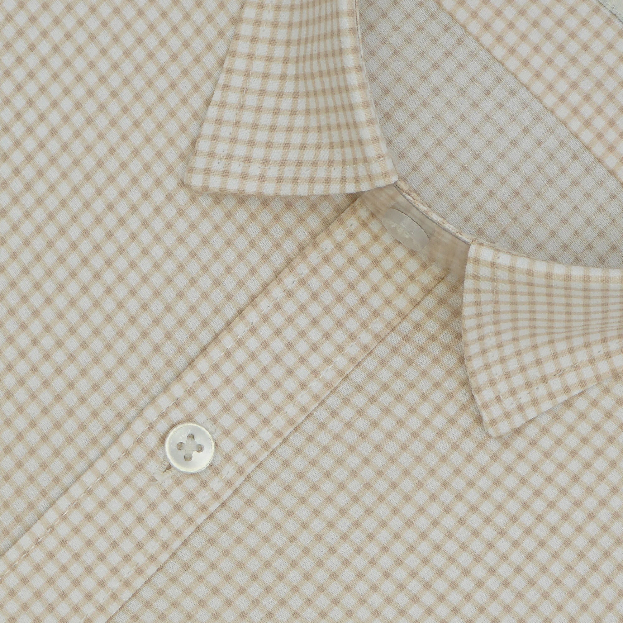 Men's 100% Cotton Checkered Half Sleeves Shirts (Khaki)