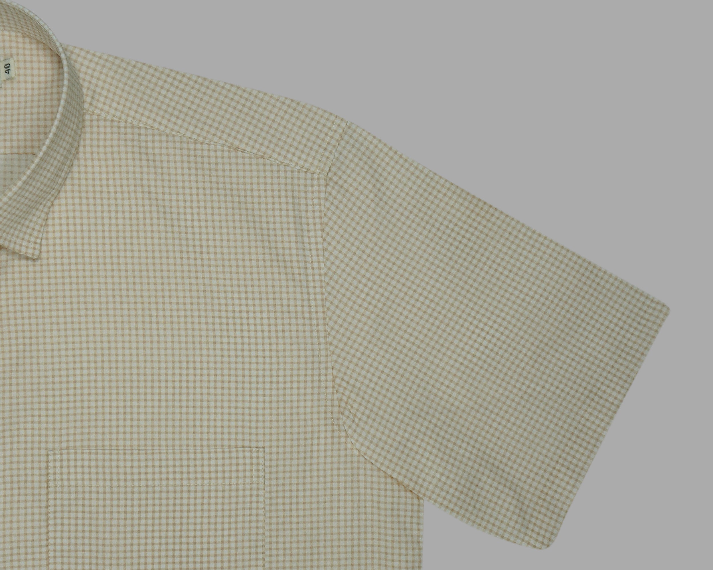 Men's 100% Cotton Checkered Half Sleeves Shirts (Khaki)