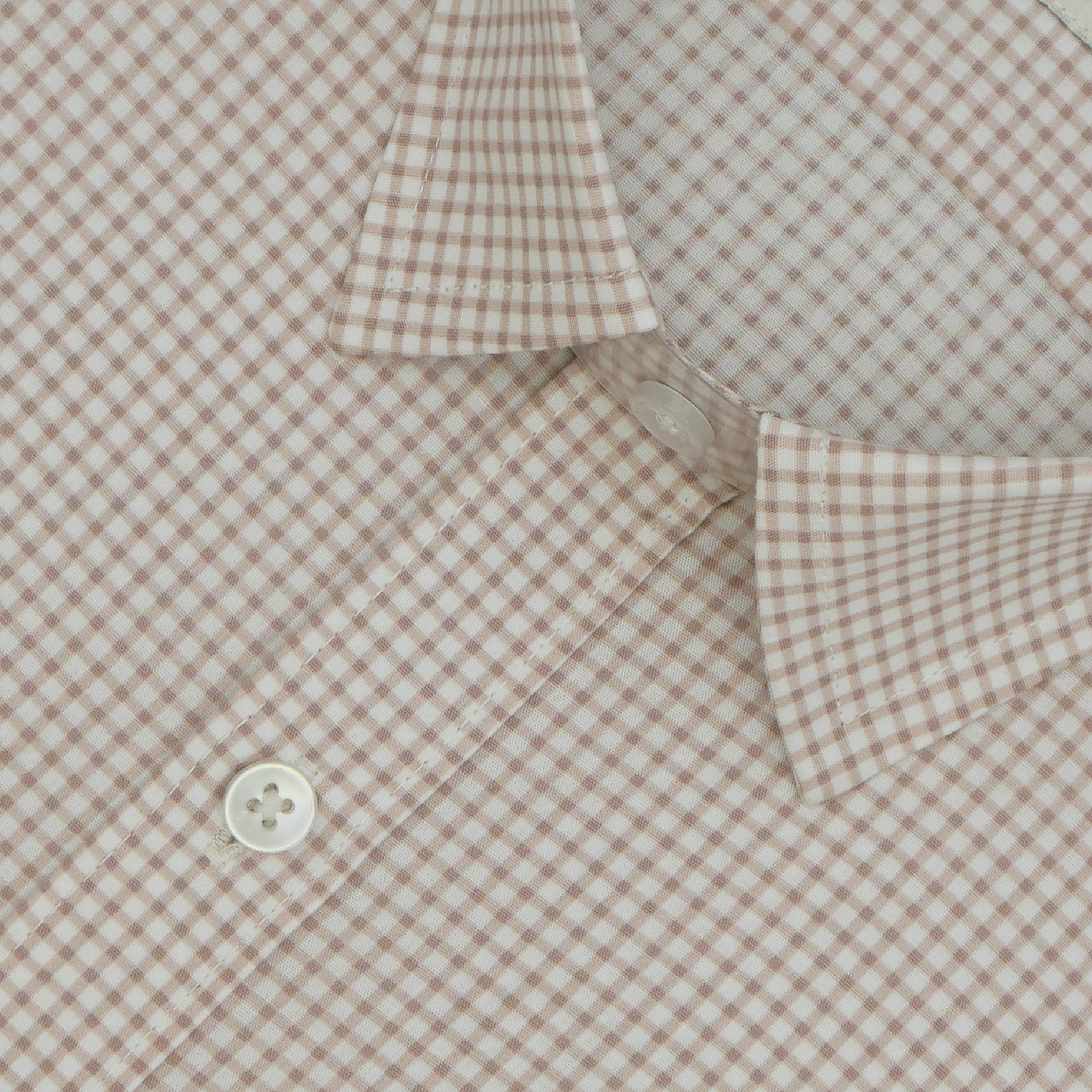 Men's 100% Cotton Checkered Half Sleeves Shirts (Brown)