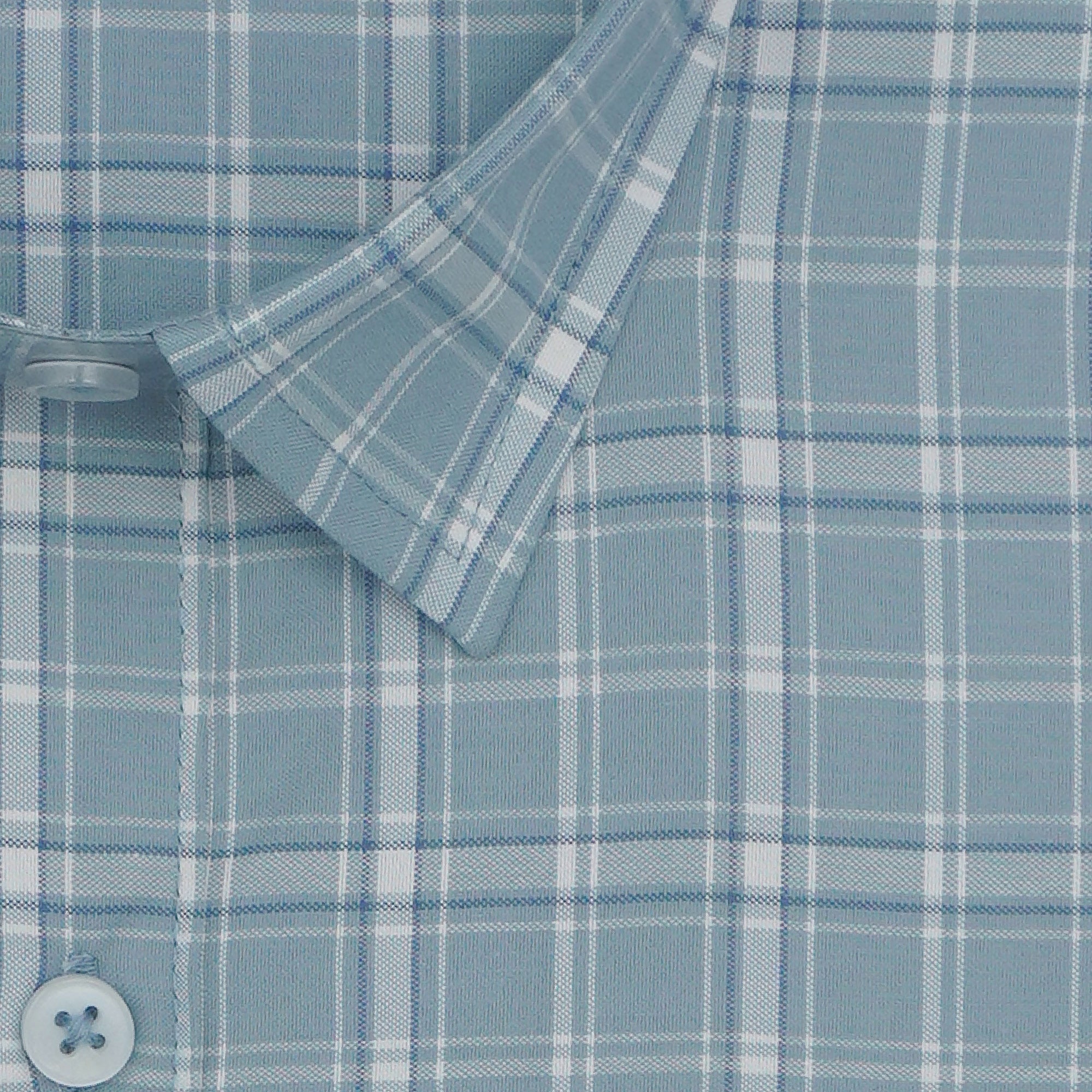 Men's 100% Cotton Checkered Half Sleeves Shirts (Blue)