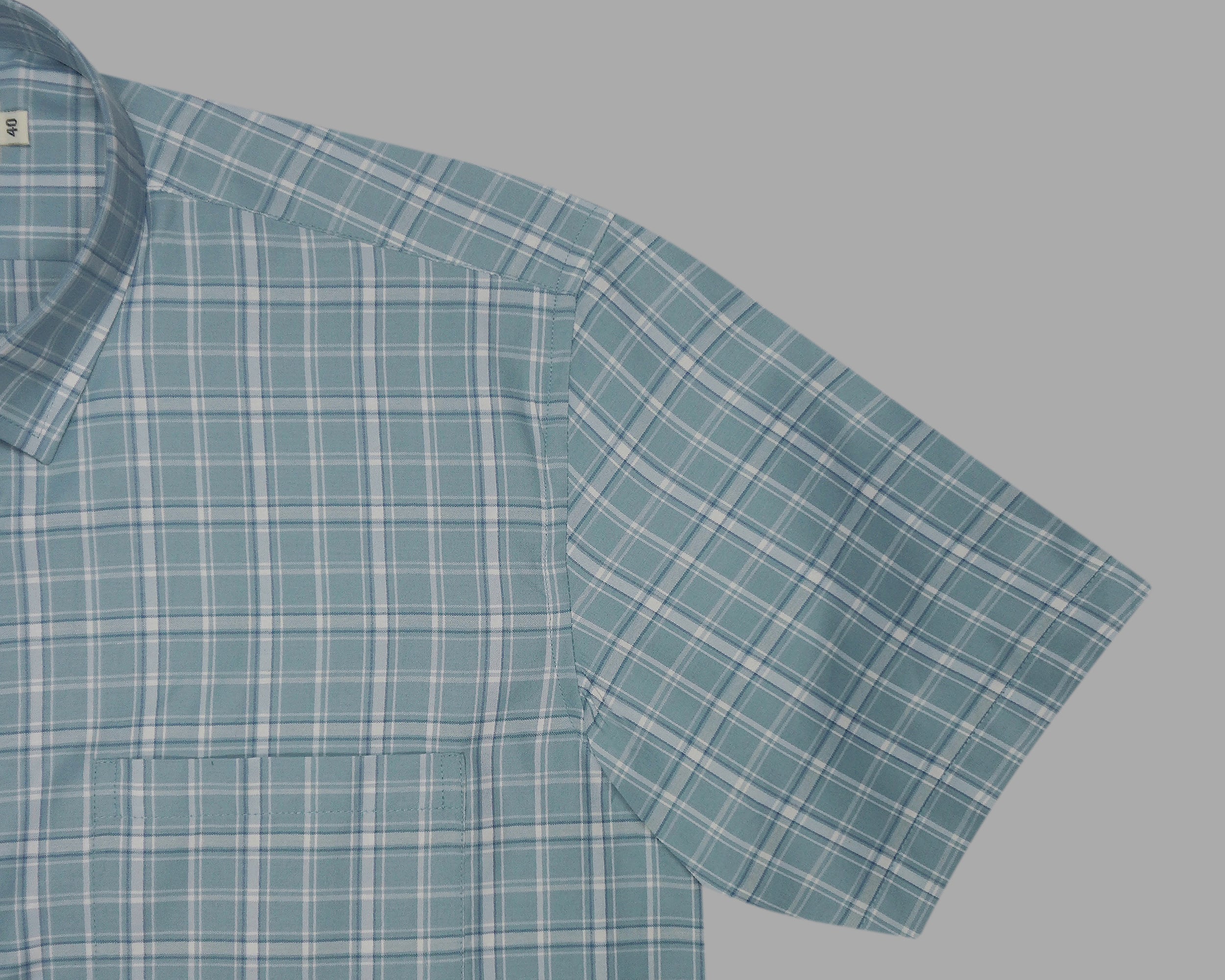 Men's 100% Cotton Checkered Half Sleeves Shirts (Blue)