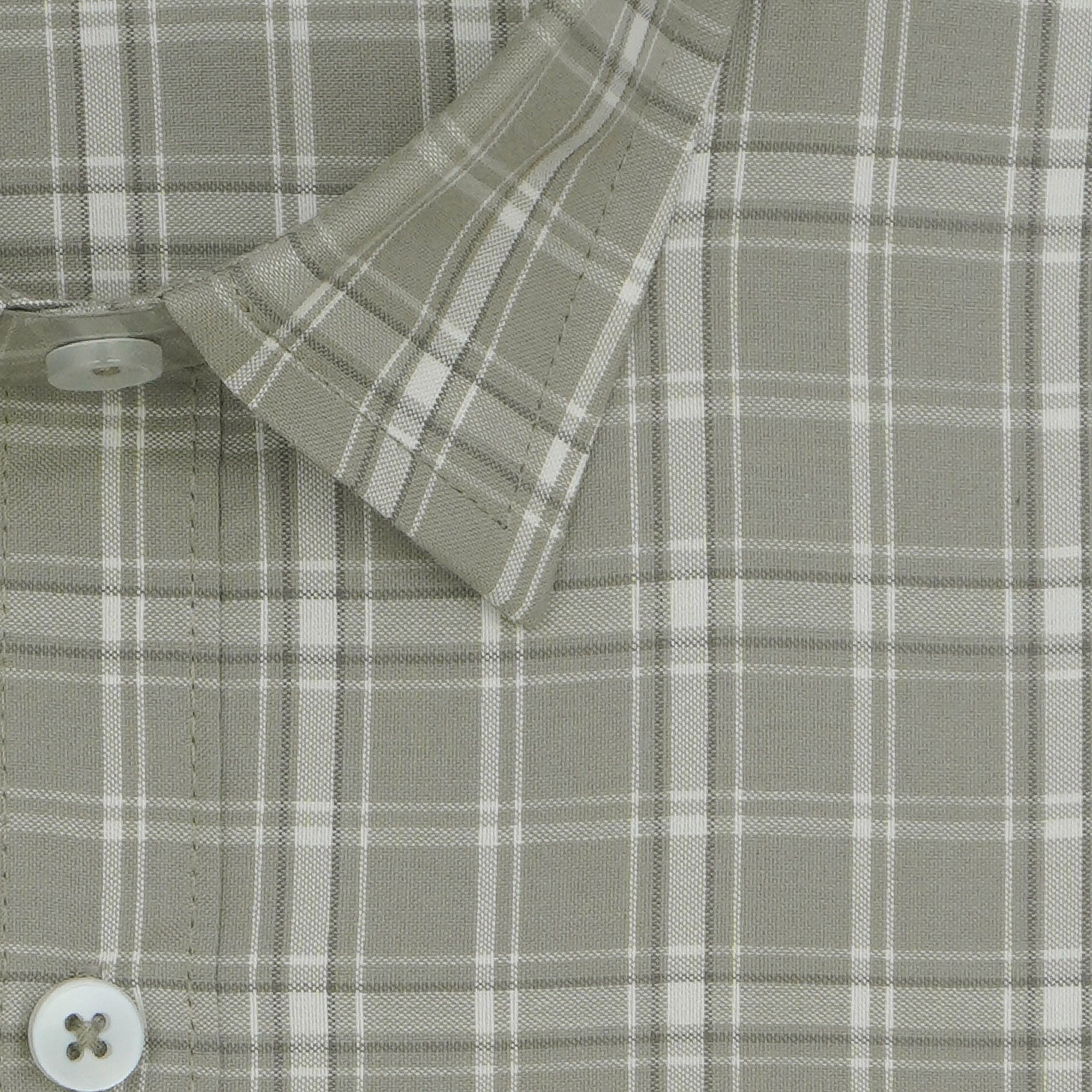 Men's 100% Cotton Checkered Half Sleeves Shirts (Grey)