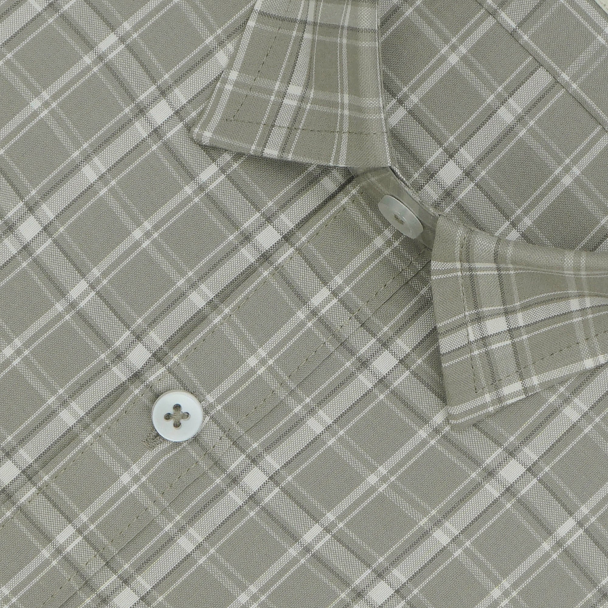 Men's 100% Cotton Checkered Half Sleeves Shirts (Grey)