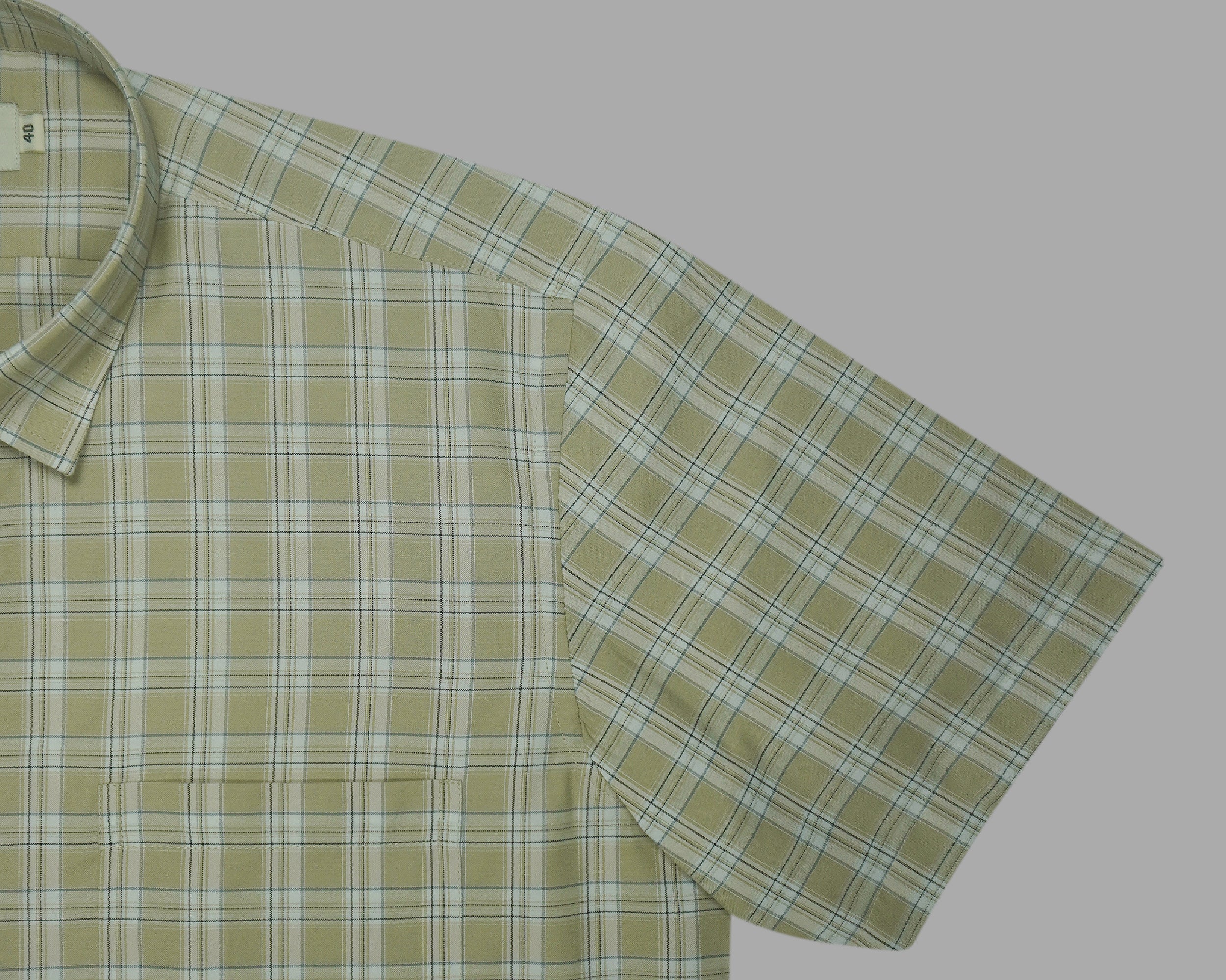 Men's 100% Cotton Checkered Half Sleeves Shirts (Khaki)