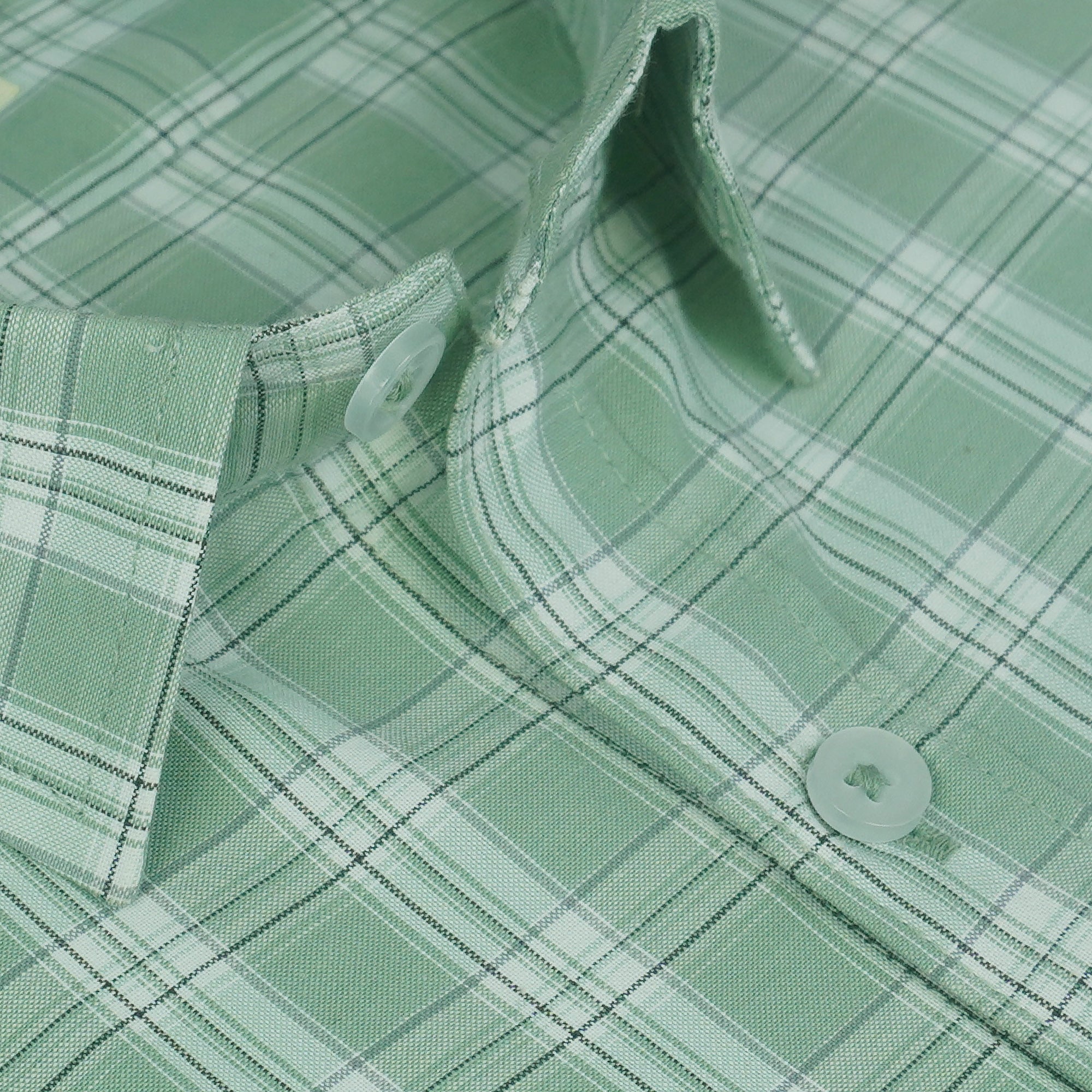 Men's 100% Cotton Checkered Half Sleeves Shirts (Green)