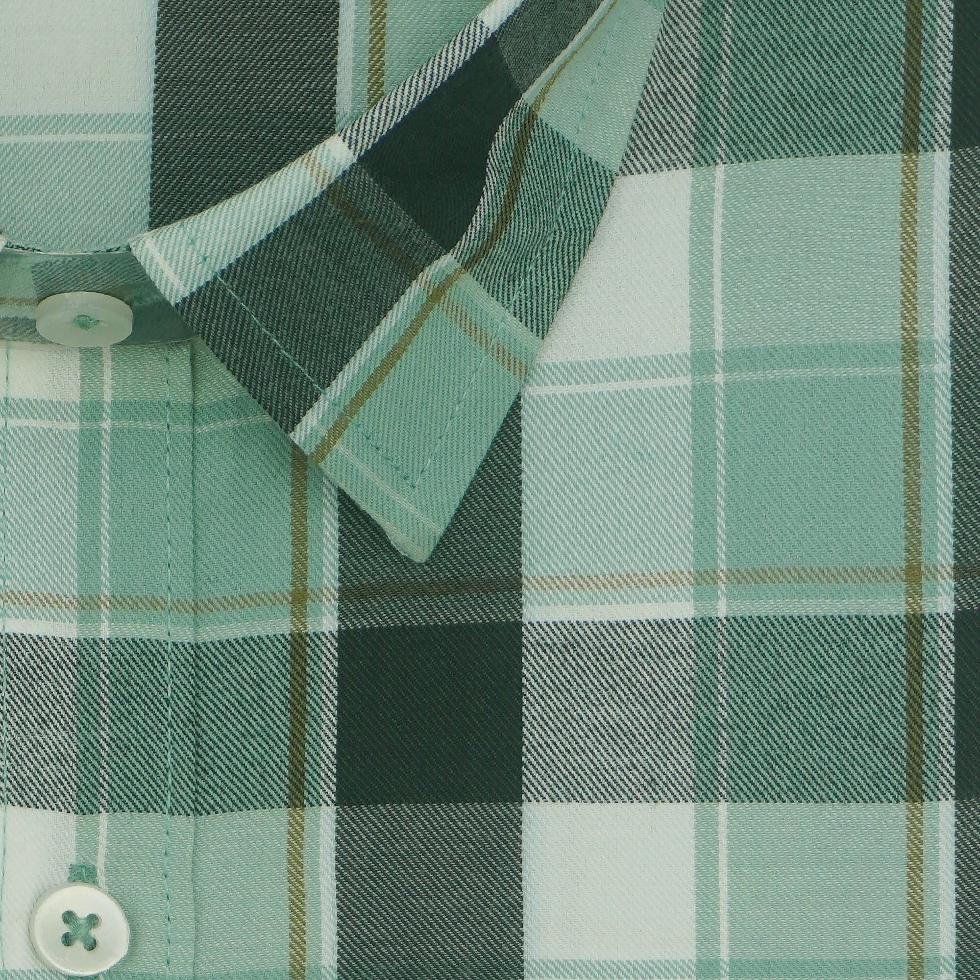 Men's 100% Cotton Checkered Half Sleeves Shirts (Green)