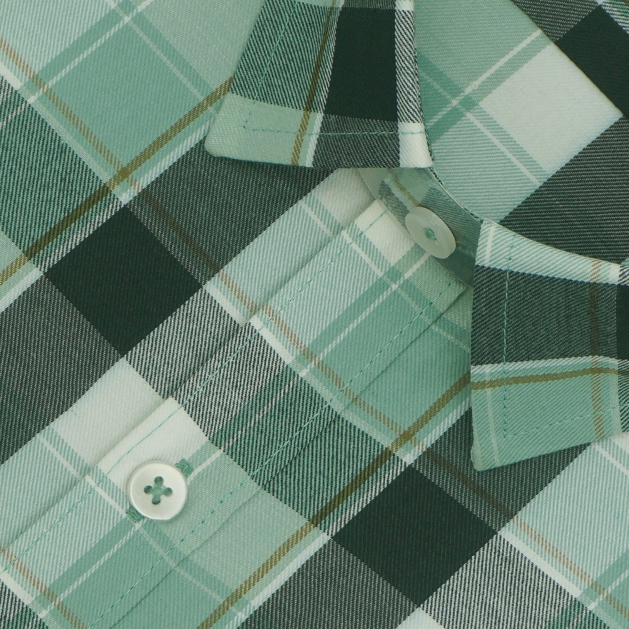 Men's 100% Cotton Checkered Half Sleeves Shirts (Green)