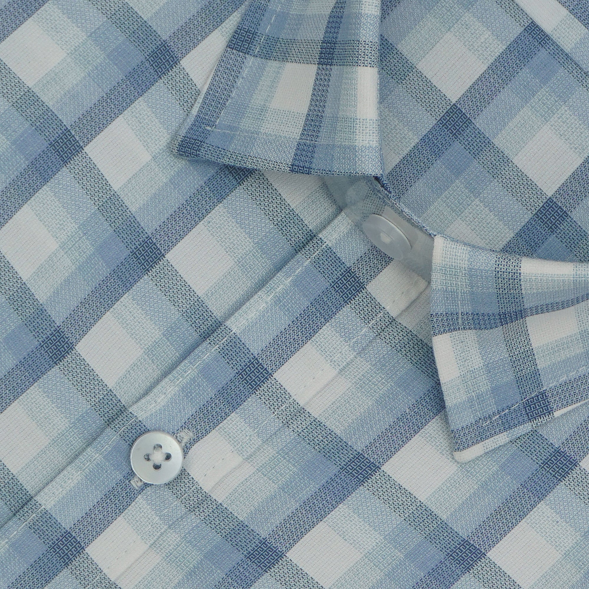 Men's 100% Cotton Checkered Half Sleeves Shirts (Blue)