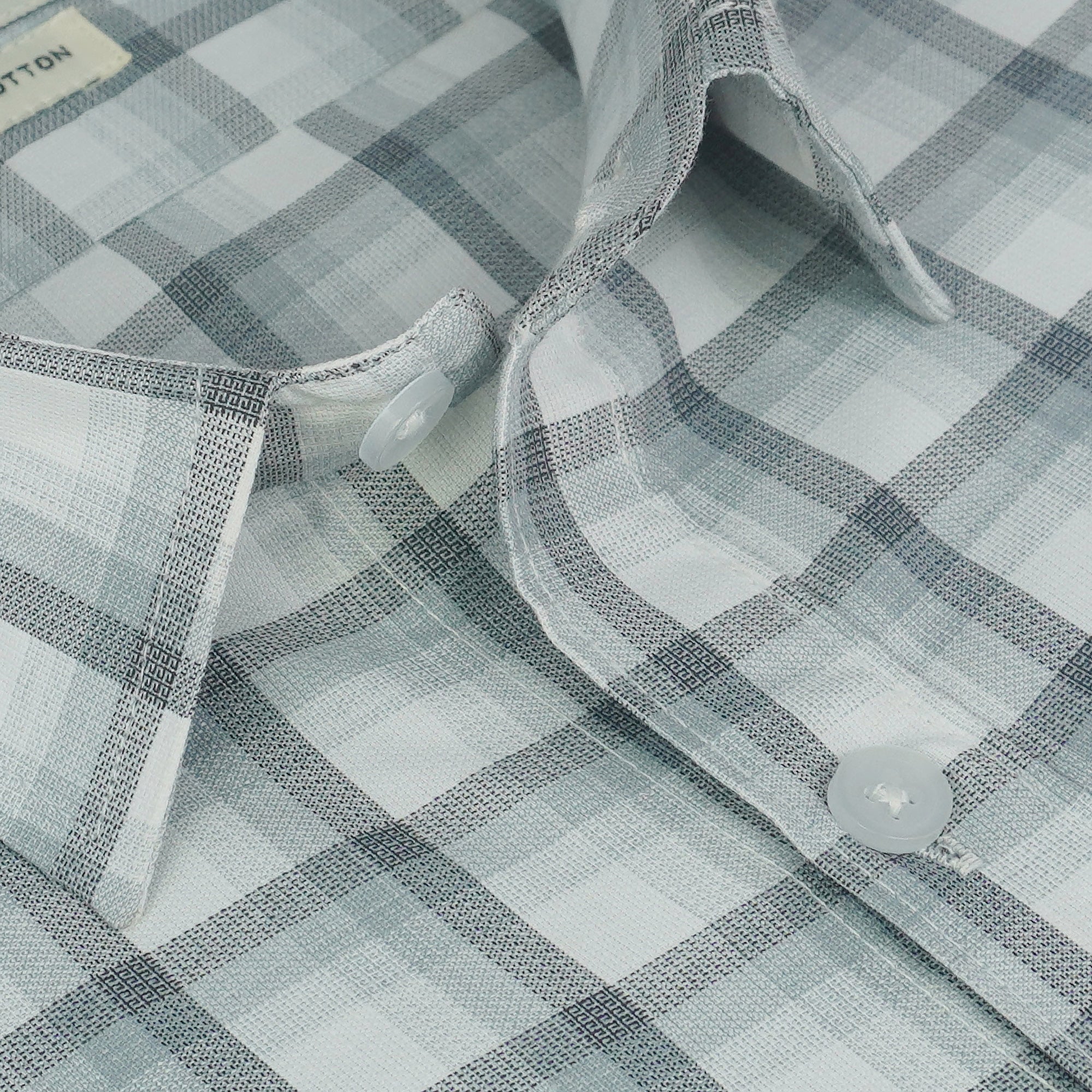 Men's 100% Cotton Checkered Half Sleeves Shirts (Grey)