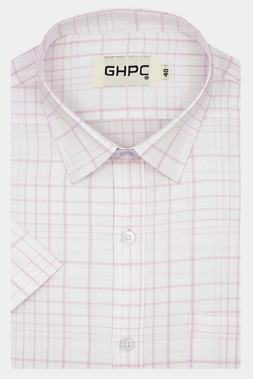 Men's 100% Cotton Grid Tattersall Checkered Half Sleeves Shirt (White) FSH507601_1_49649e93-8473-4331-b8d0-7eed2374f3d0