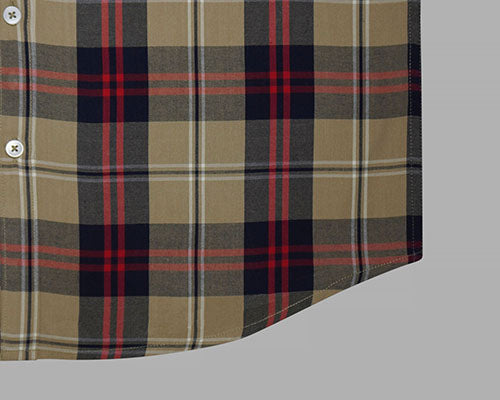 Men's 100% Cotton Plaid Checks Half Sleeves Shirt (Khaki) FSH510617_6