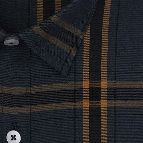Men's 100% Cotton Windowpane Checks Half Sleeves Shirt (Blue) FSH510747_2