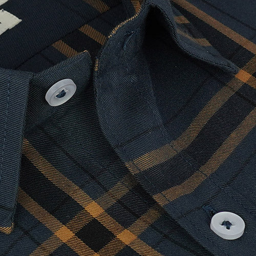 Men's 100% Cotton Windowpane Checks Half Sleeves Shirt (Blue) FSH510747_4
