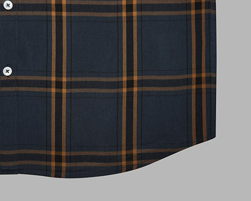 Men's 100% Cotton Windowpane Checks Half Sleeves Shirt (Blue) FSH510747_6
