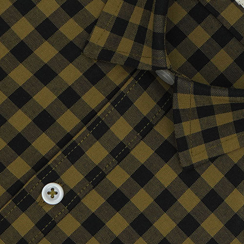 Men's 100% Cotton Gingham Checkered Half Sleeves Shirt (Olive) FSH511715_3