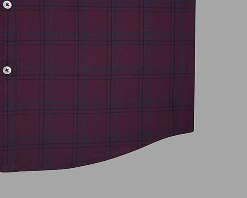 Men's 100% Cotton Windowpane Checkered Half Sleeves Shirt (Wine) FSH511837_6