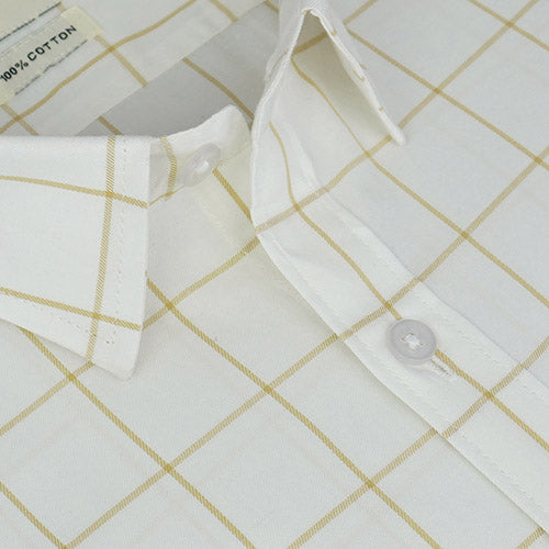 Men's 100% Cotton Graph Checkered Half Sleeves Shirt (White) FSH511901_4