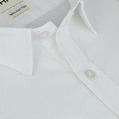 Men's 100% Cotton Self Design Half Sleeves Shirt (White) FSH512001_4