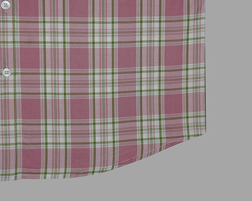 Men's 100% Cotton Plaid Checkered Half Sleeves Shirt (Pink) FSH512211_6