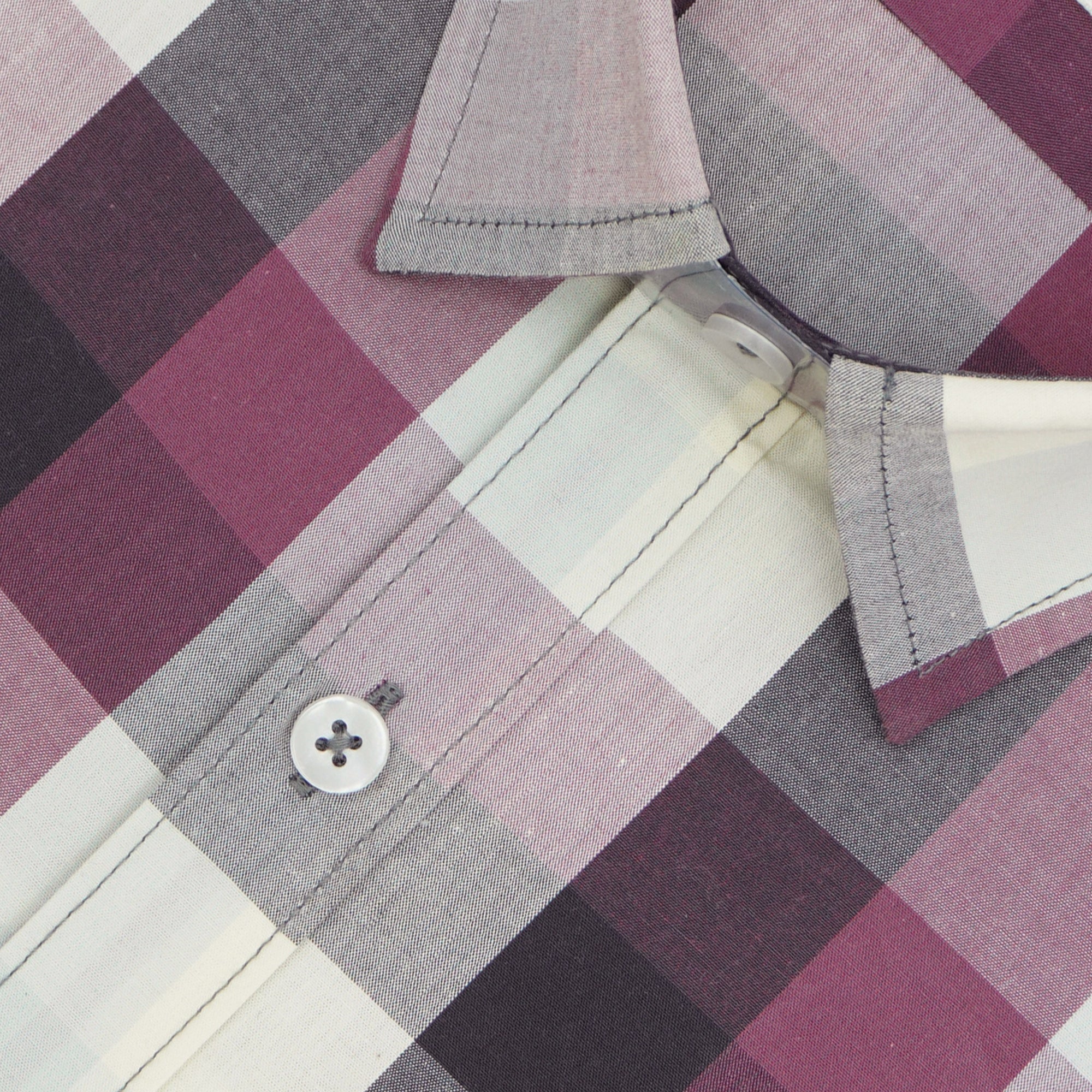 Men's 100% Cotton Checkered Half Sleeves Shirt (Wine)